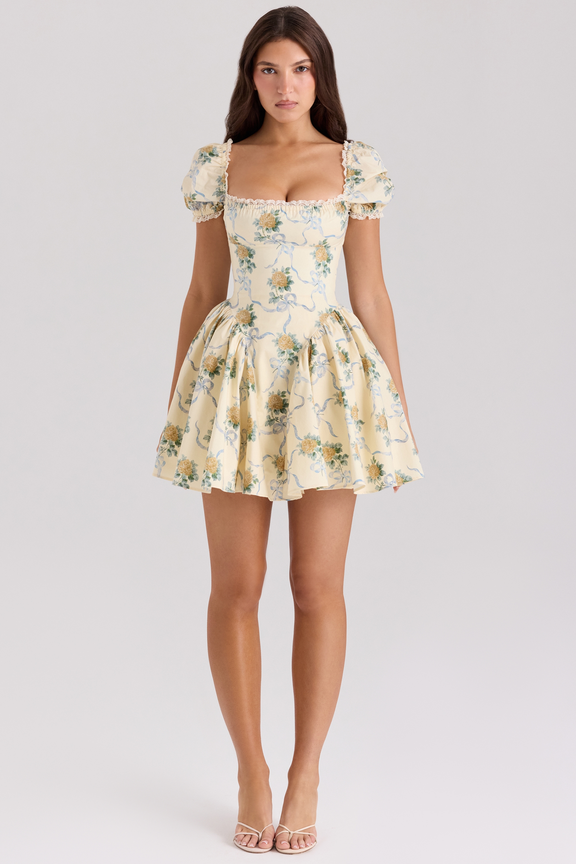 Rosie  Lemon Rose Print Cotton Mini Dress — image 2