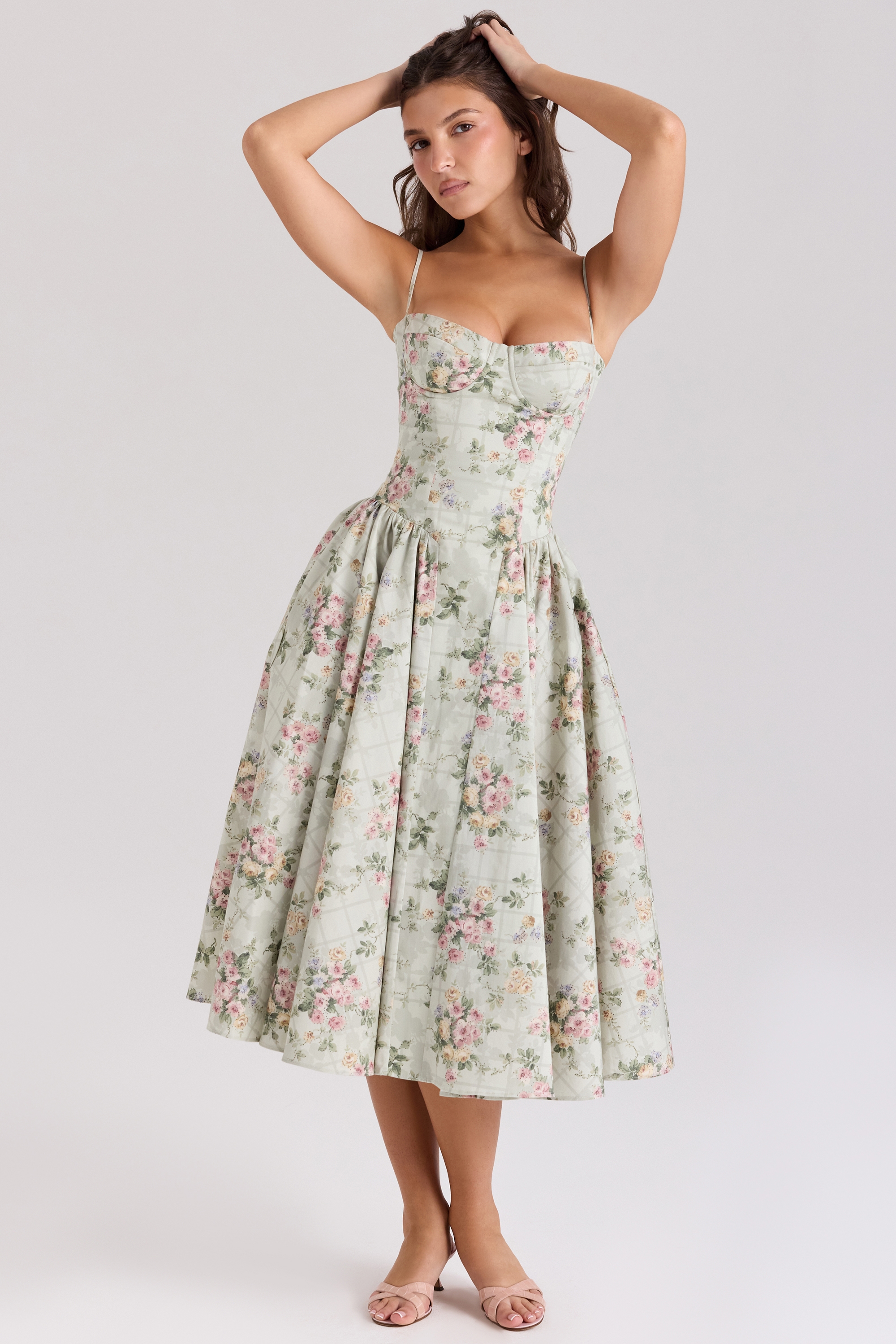 Samaria  Sage Floral Print Cotton Midi Dress — image 2