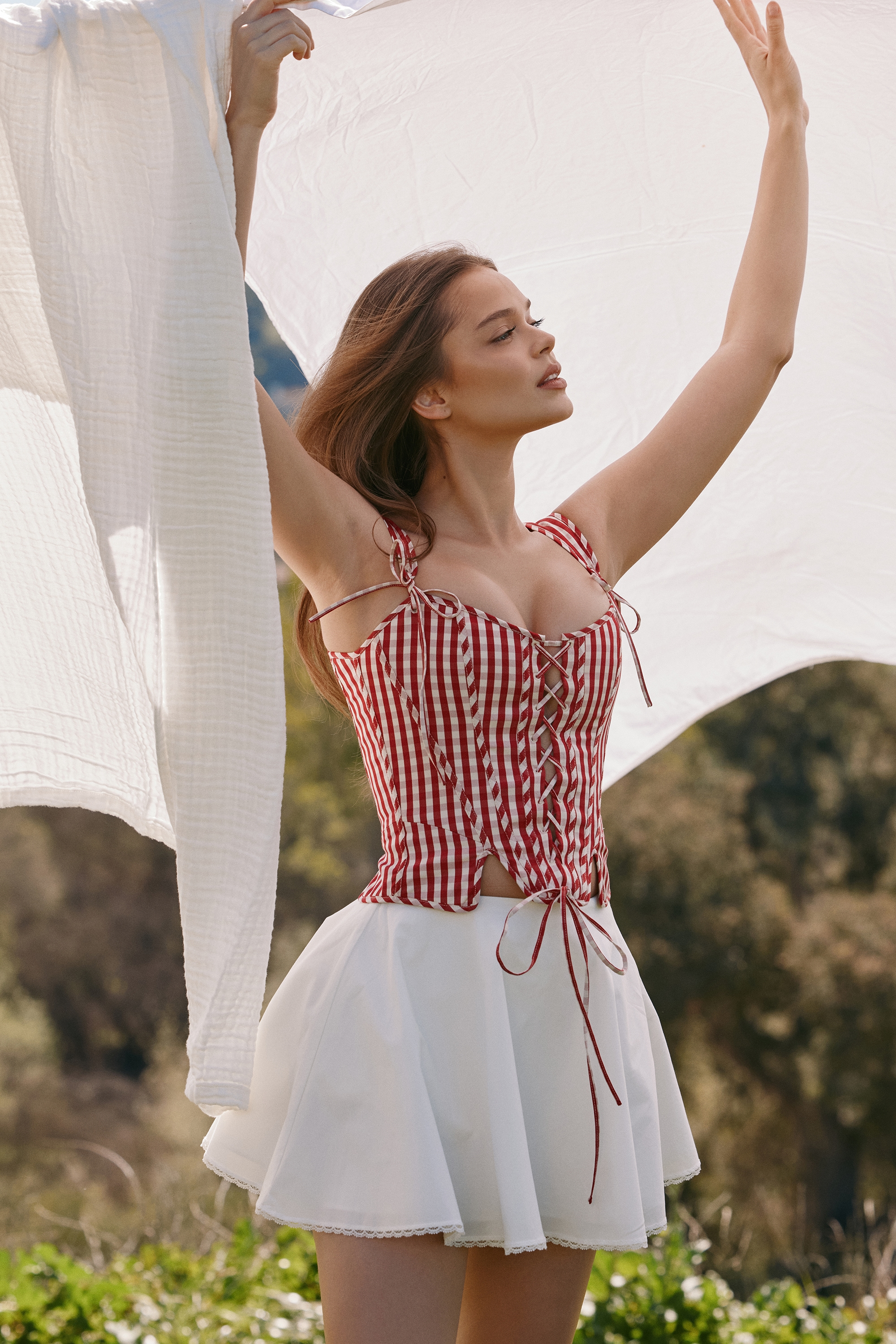 Callie  Red Gingham Cotton Corset Top — image 9