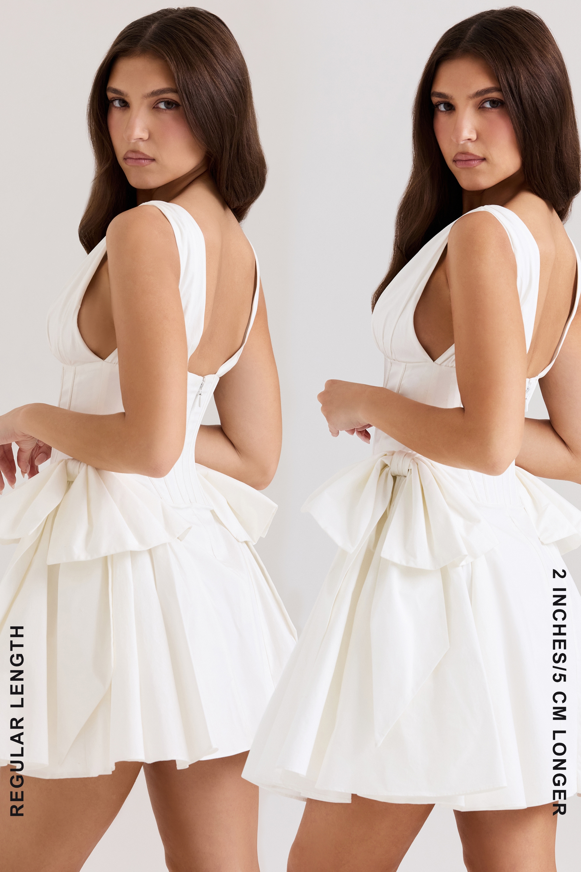 Amalia  White Stretch Cotton Bow Mini Dress — image 6