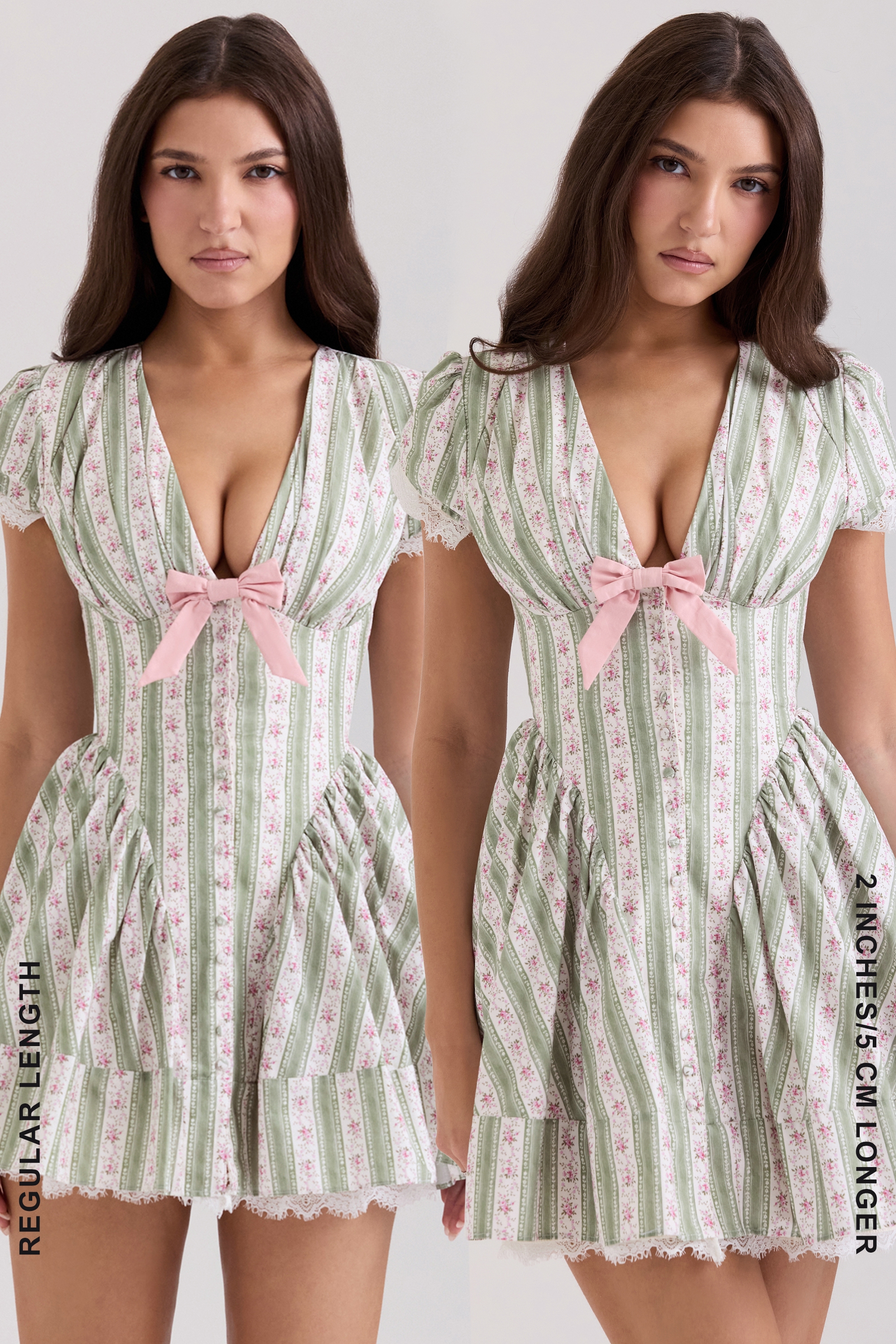 Emiliana  Green Stripe Floral Print Stretch Cotton Mini Dress — image 6
