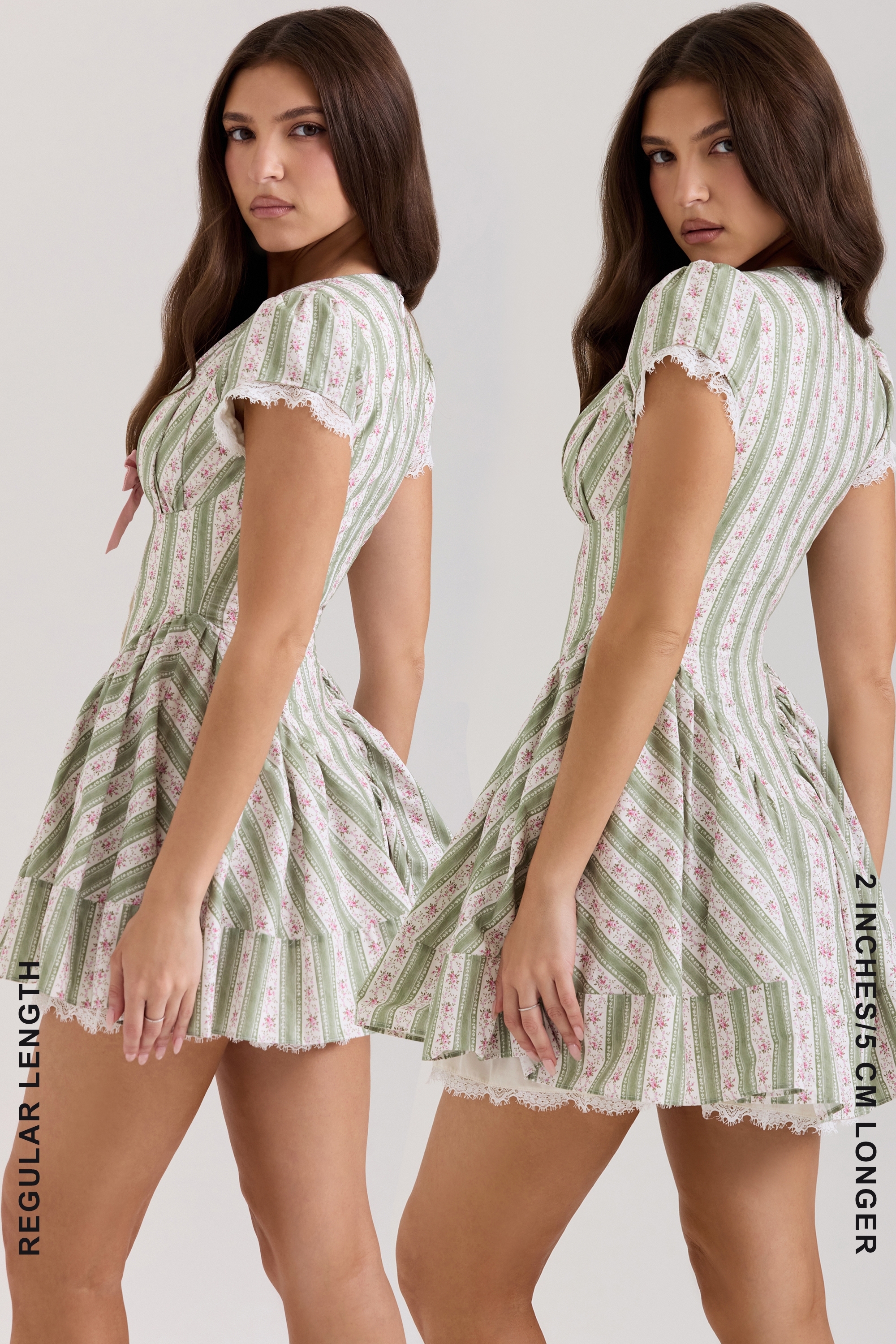 Emiliana  Green Stripe Floral Print Stretch Cotton Mini Dress — image 7