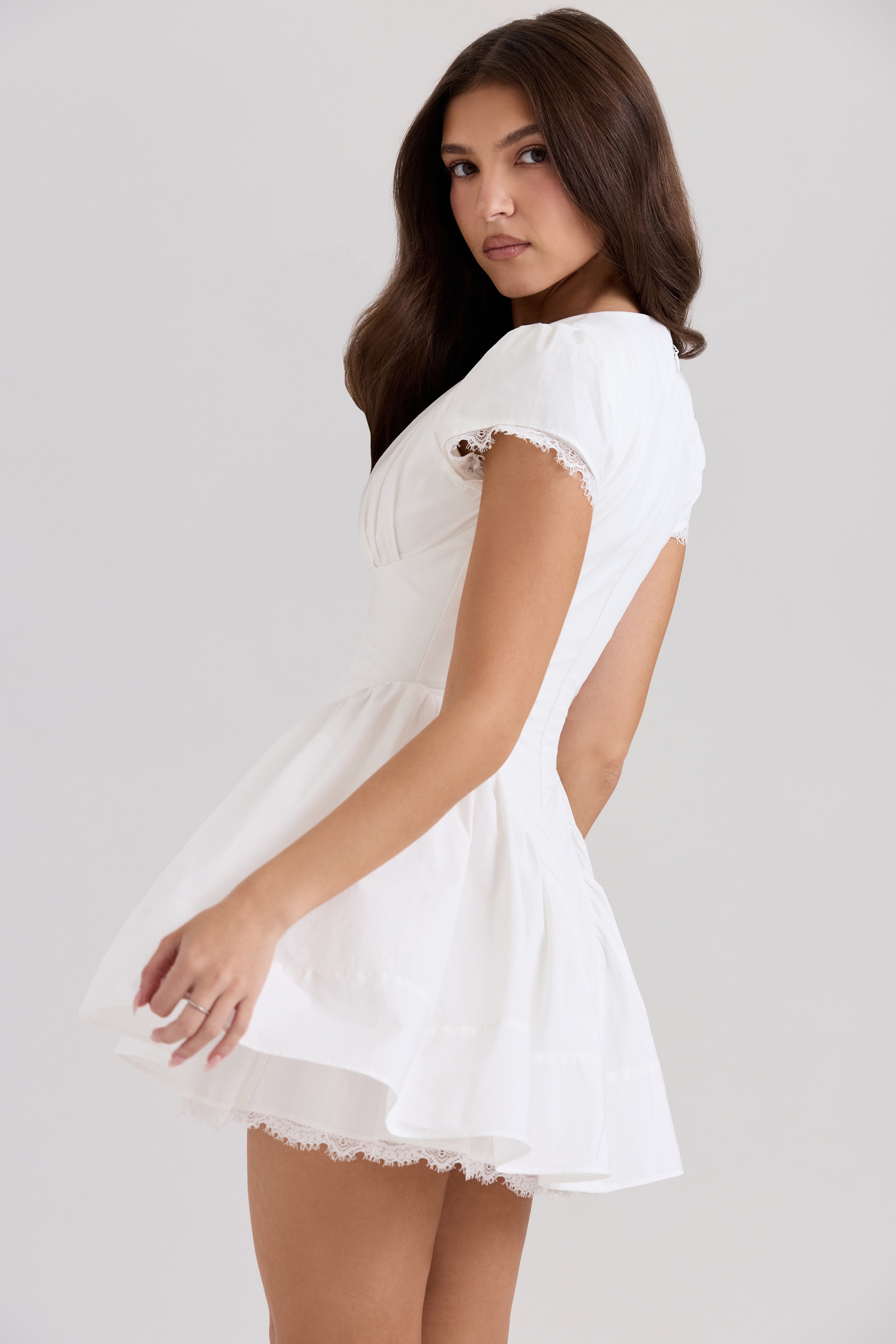 Emiliana  White Stretch Cotton Mini Dress — image 2