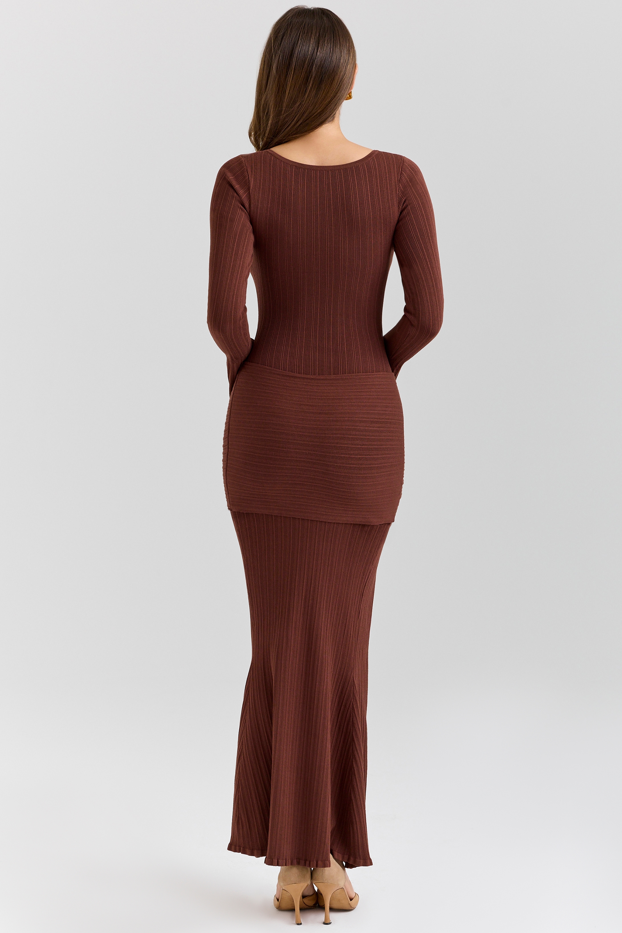 Khrysta  Chocolate Brown Draped Maxi Dress — image 8