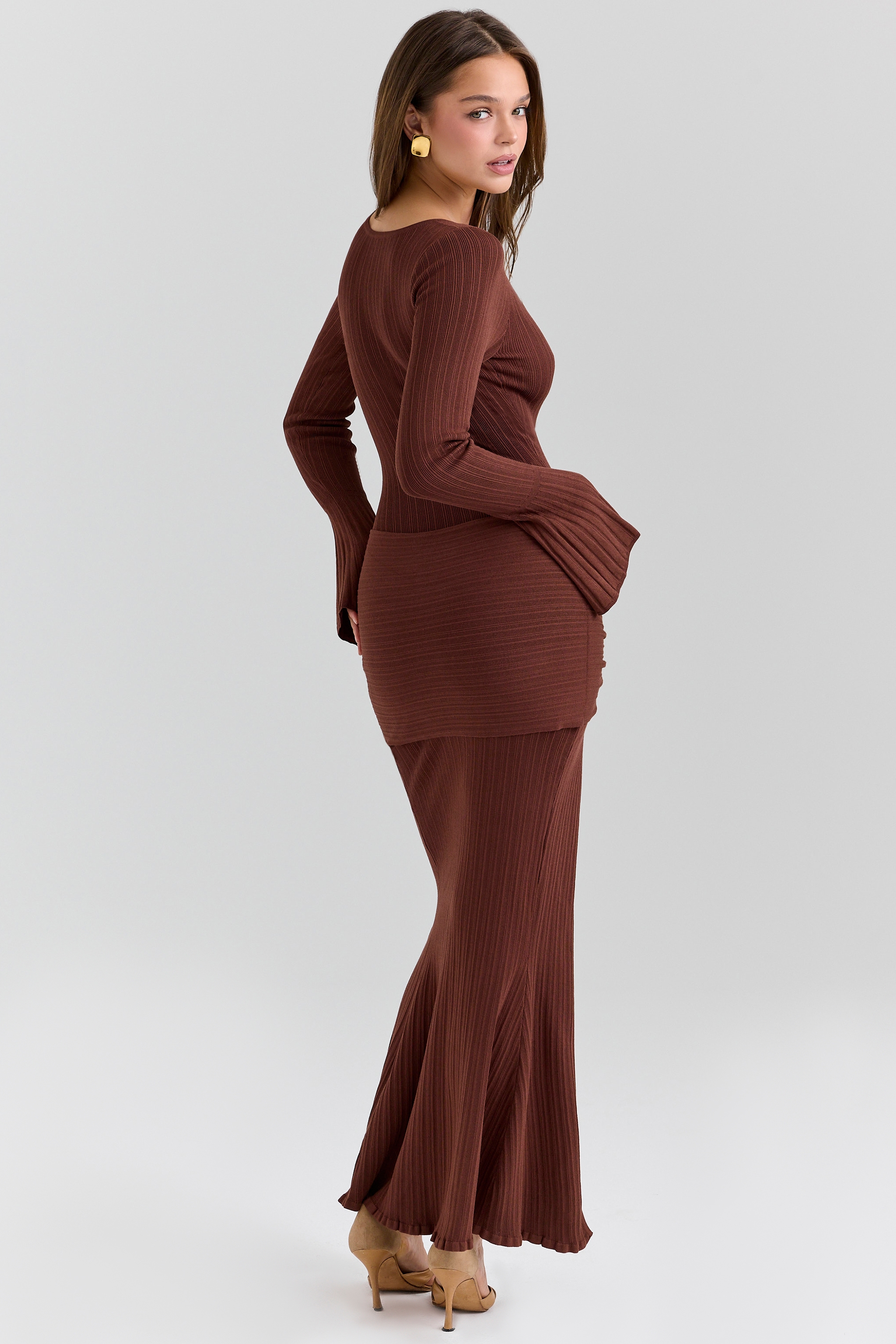 Khrysta  Chocolate Brown Draped Maxi Dress — image 7