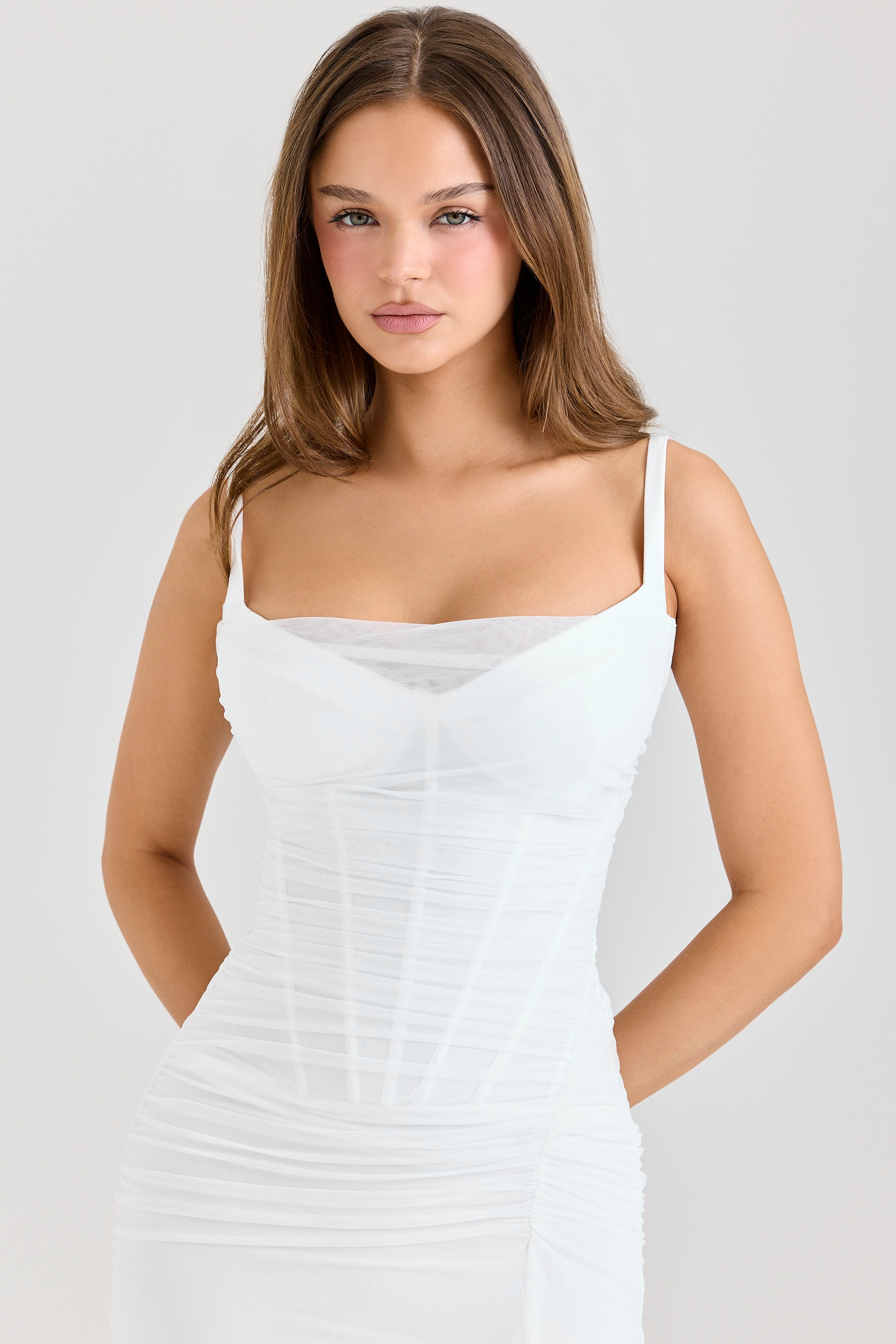 Lini  White Mesh Maxi Dress — image 3
