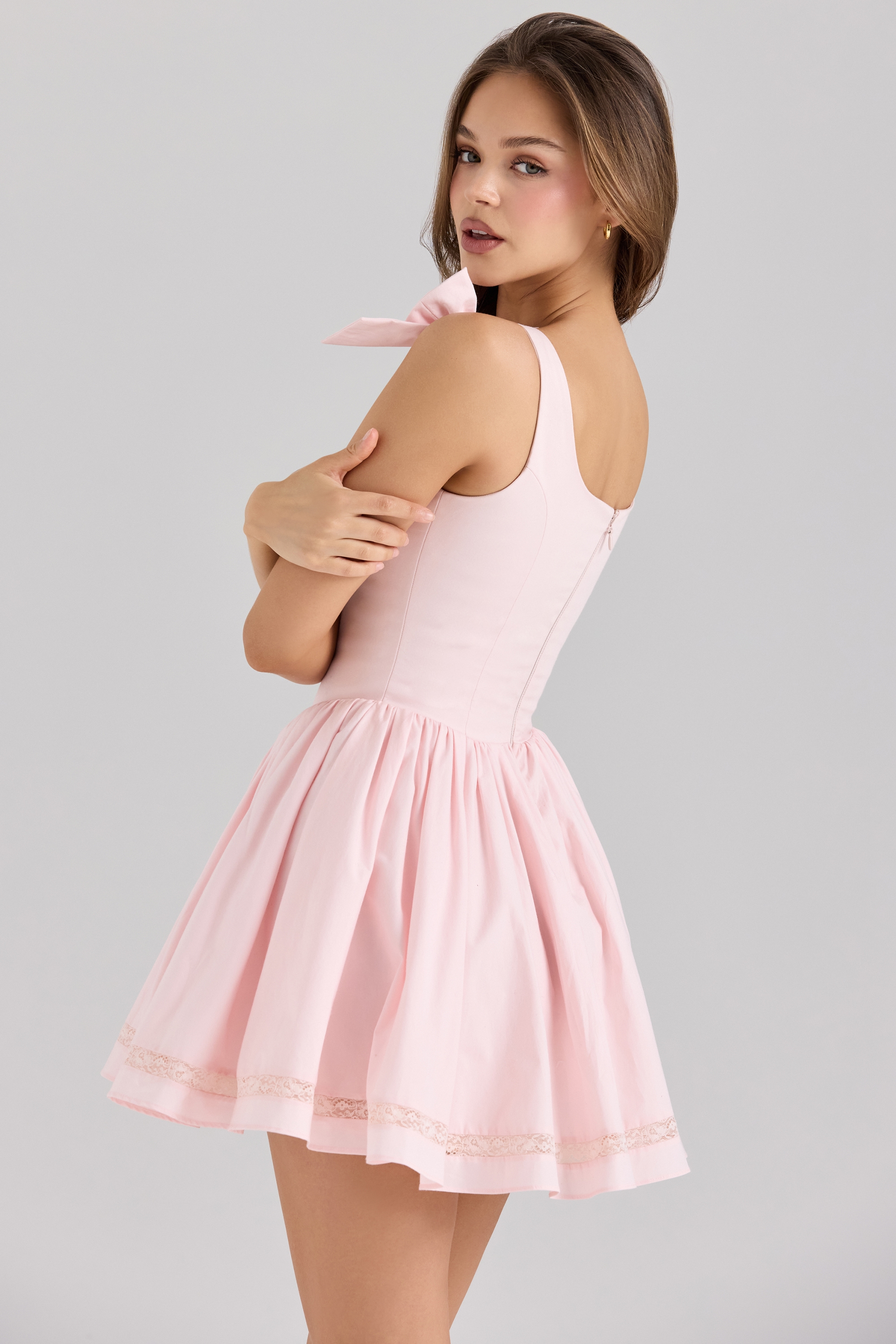 Lyla  Pink Stretch Cotton Mini Dress — image 8