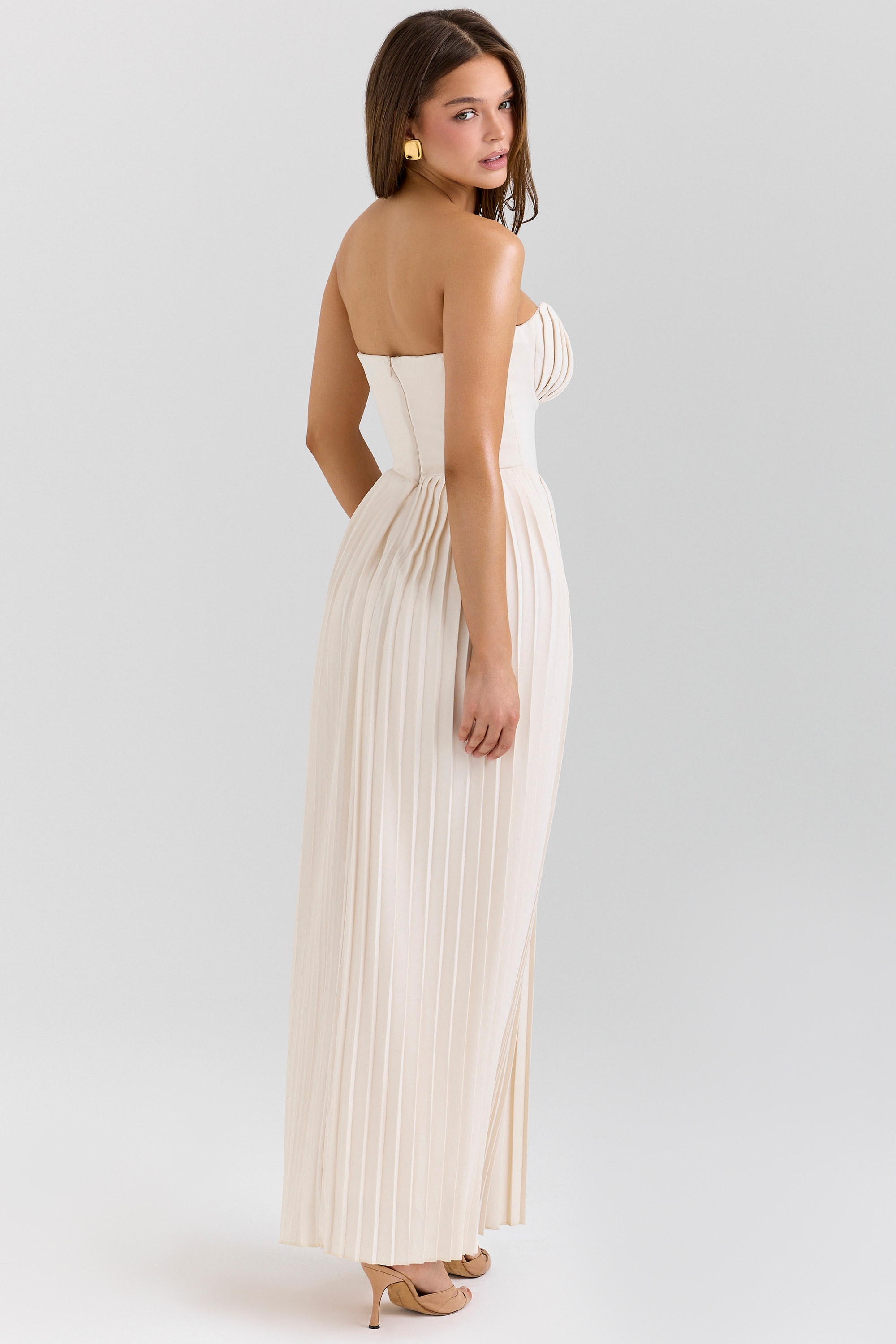 Marcella  Ivory Georgette Pleated Maxi Dress — image 2