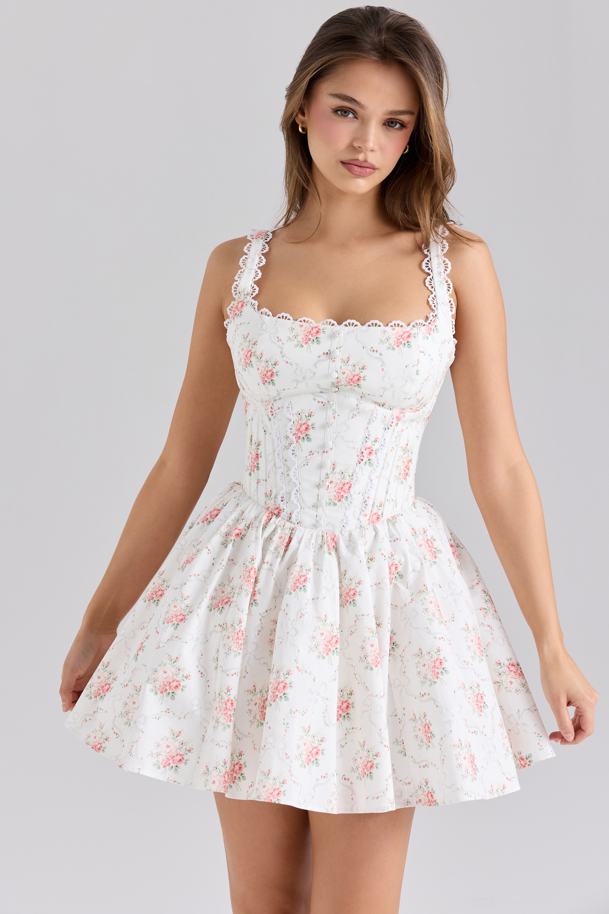 Sade  Rose Print Stretch Cotton Mini Dress — image 3