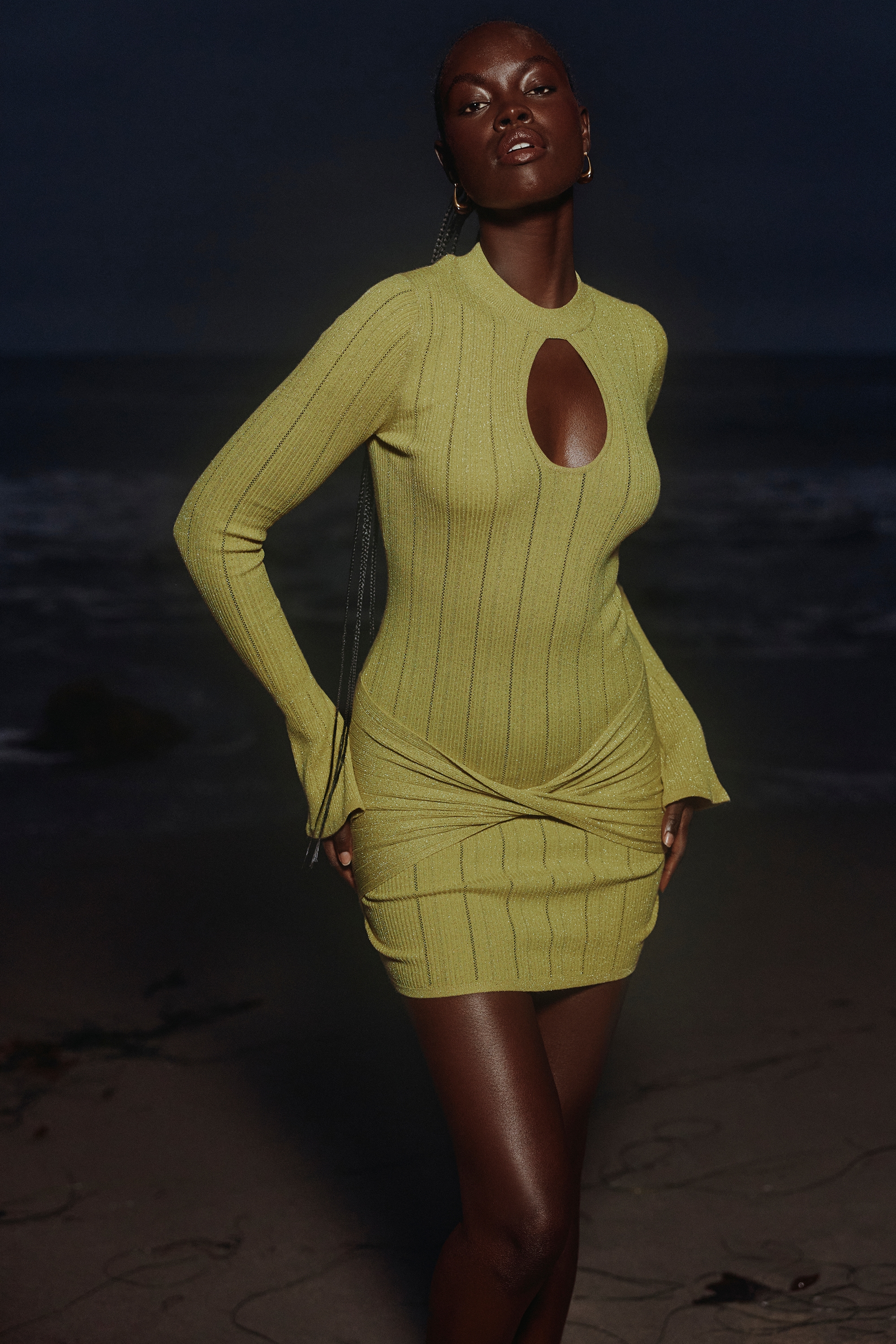 Aziza  Pistachio Long Sleeve Mini Dress — image 2