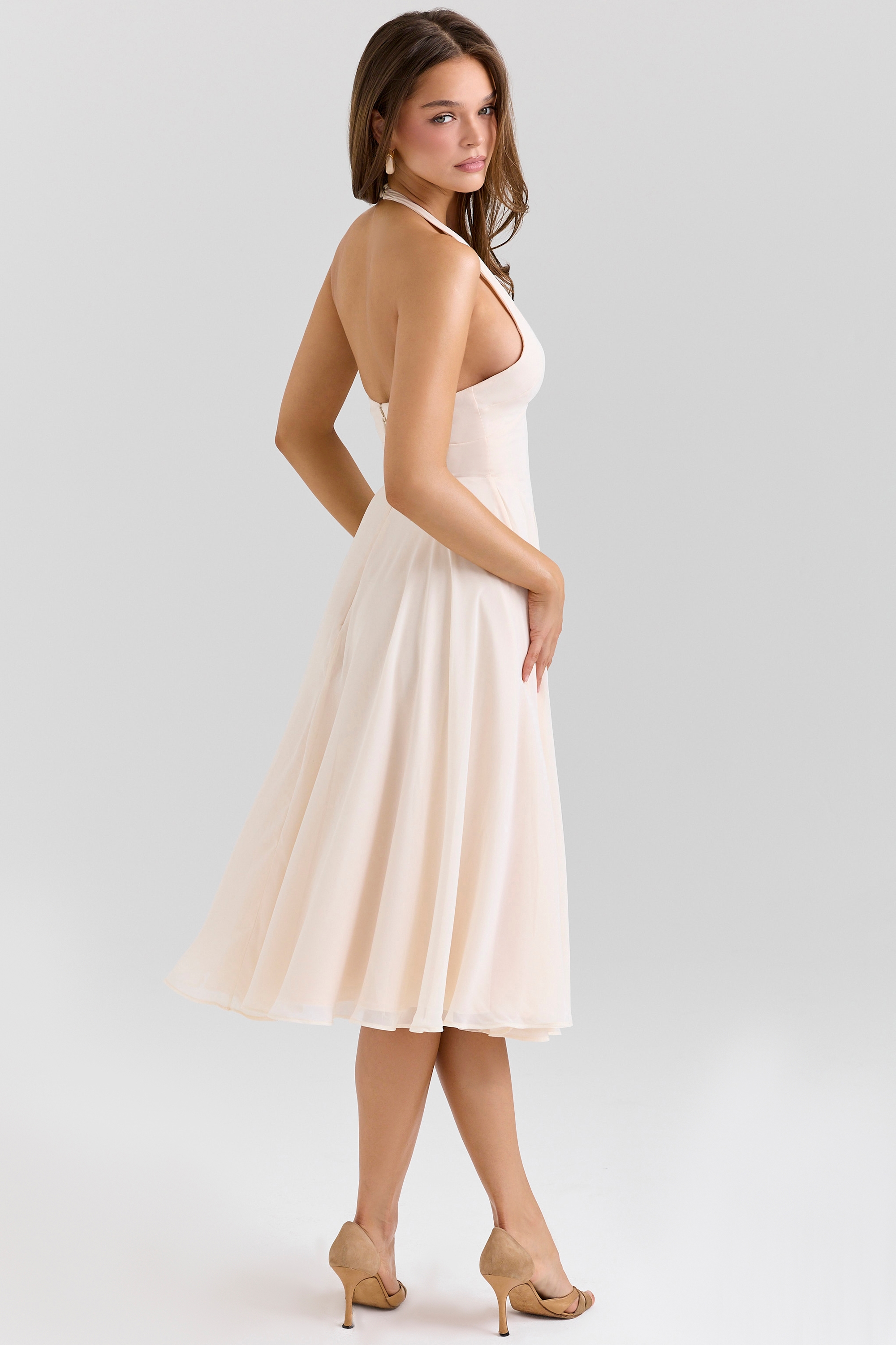 Solada  Vintage Cream Georgette Halter Sundress — image 2