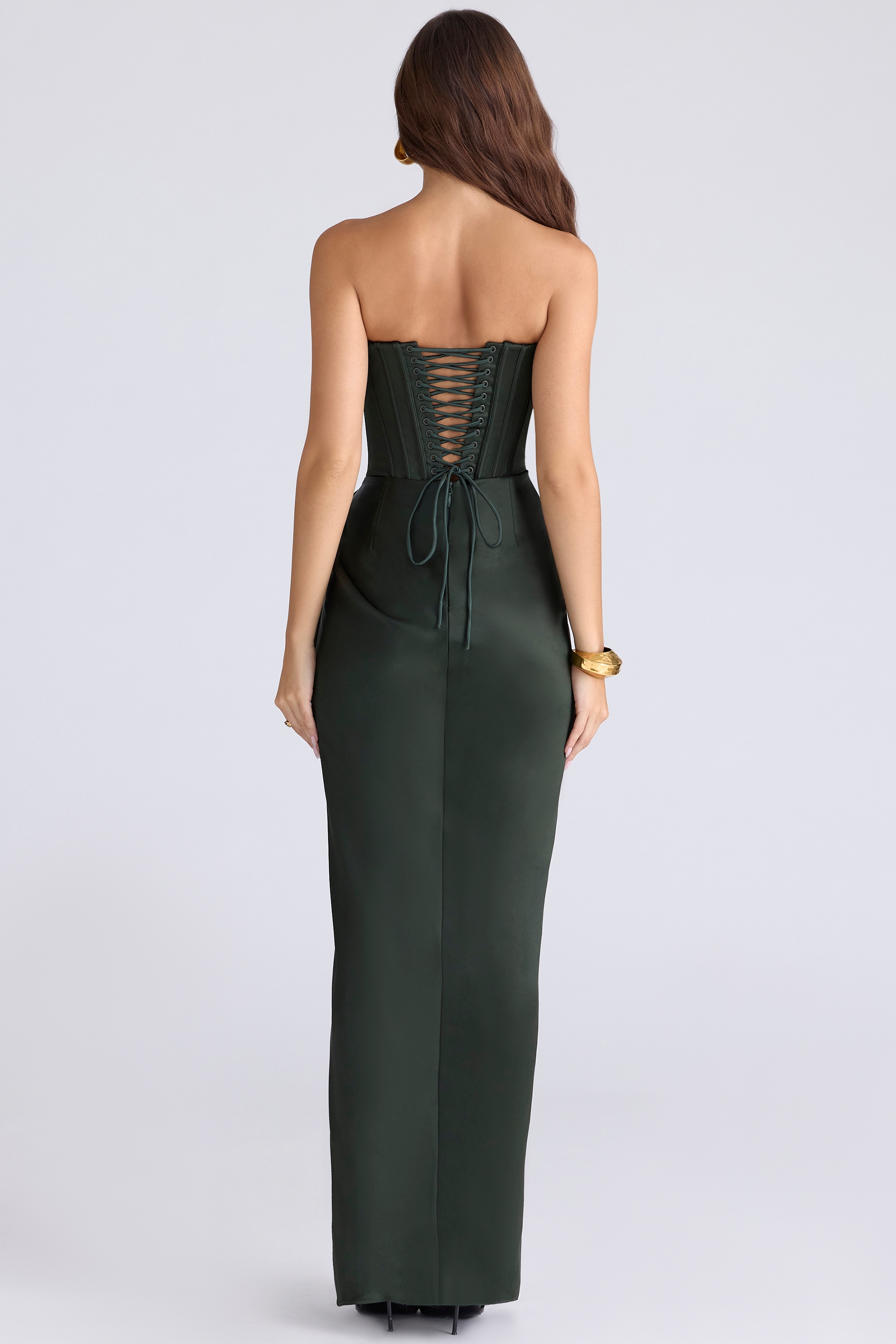 Carelle  Emerald Satin Strapless Maxi Dress — image 7