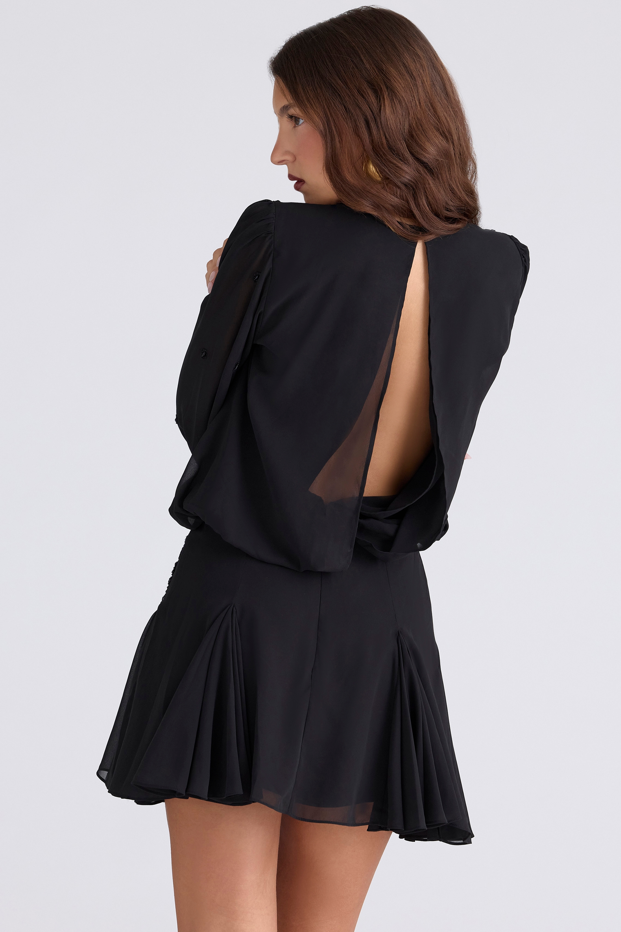 Gianna  Black Hand Beaded Georgette Mini Dress - Limited Edition — image 9