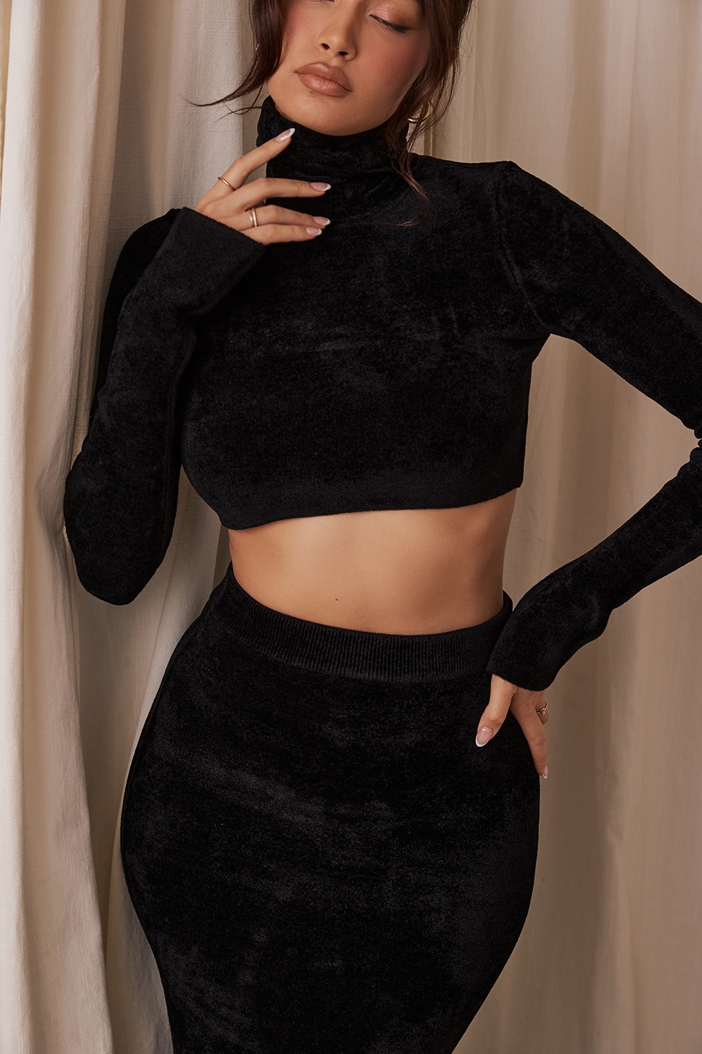 Suri  Black Chenille Cropped Top — image 13