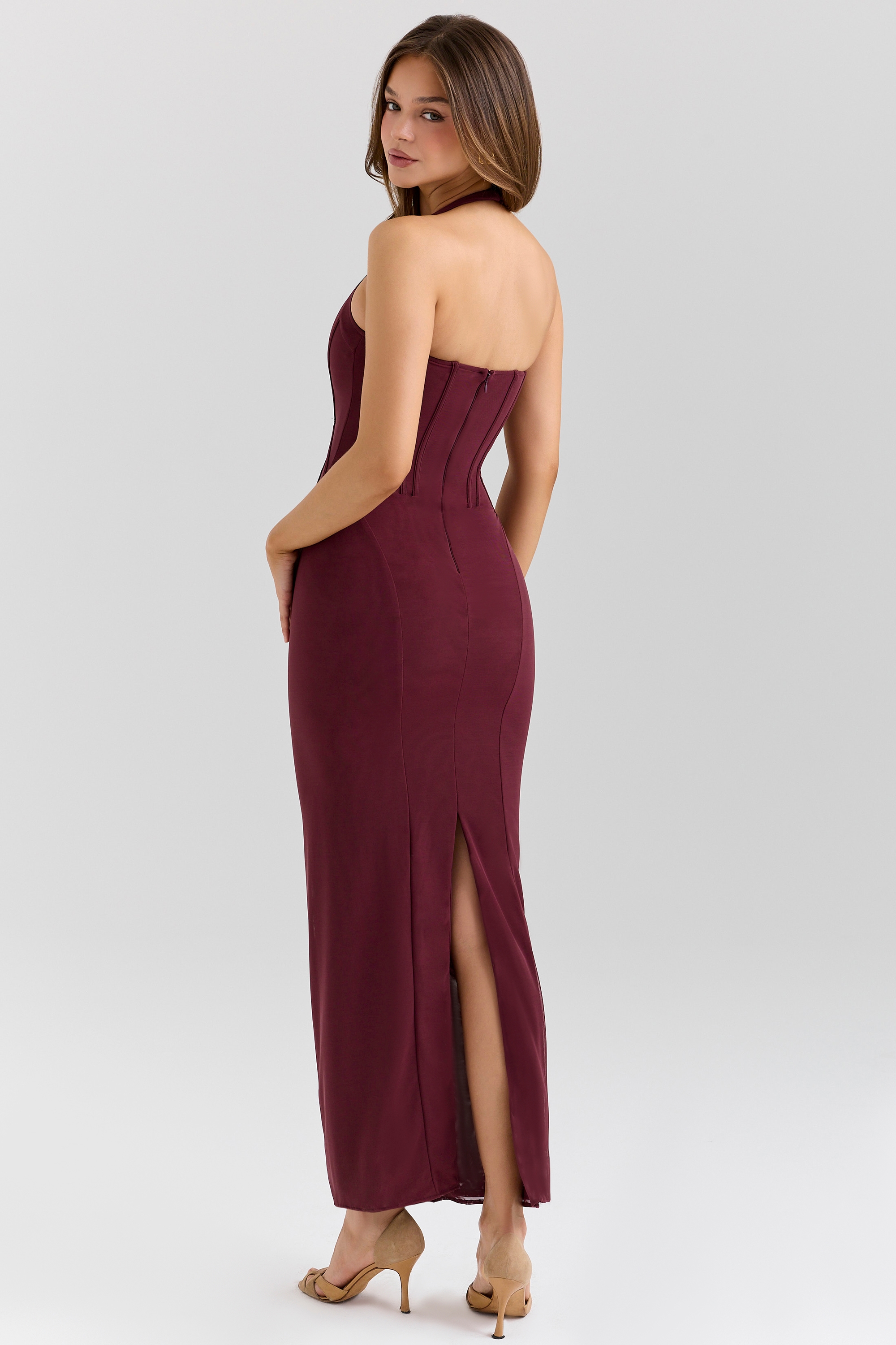 Lusilla  Grape Stretch Mesh Halter Neck Midi Dress — image 7