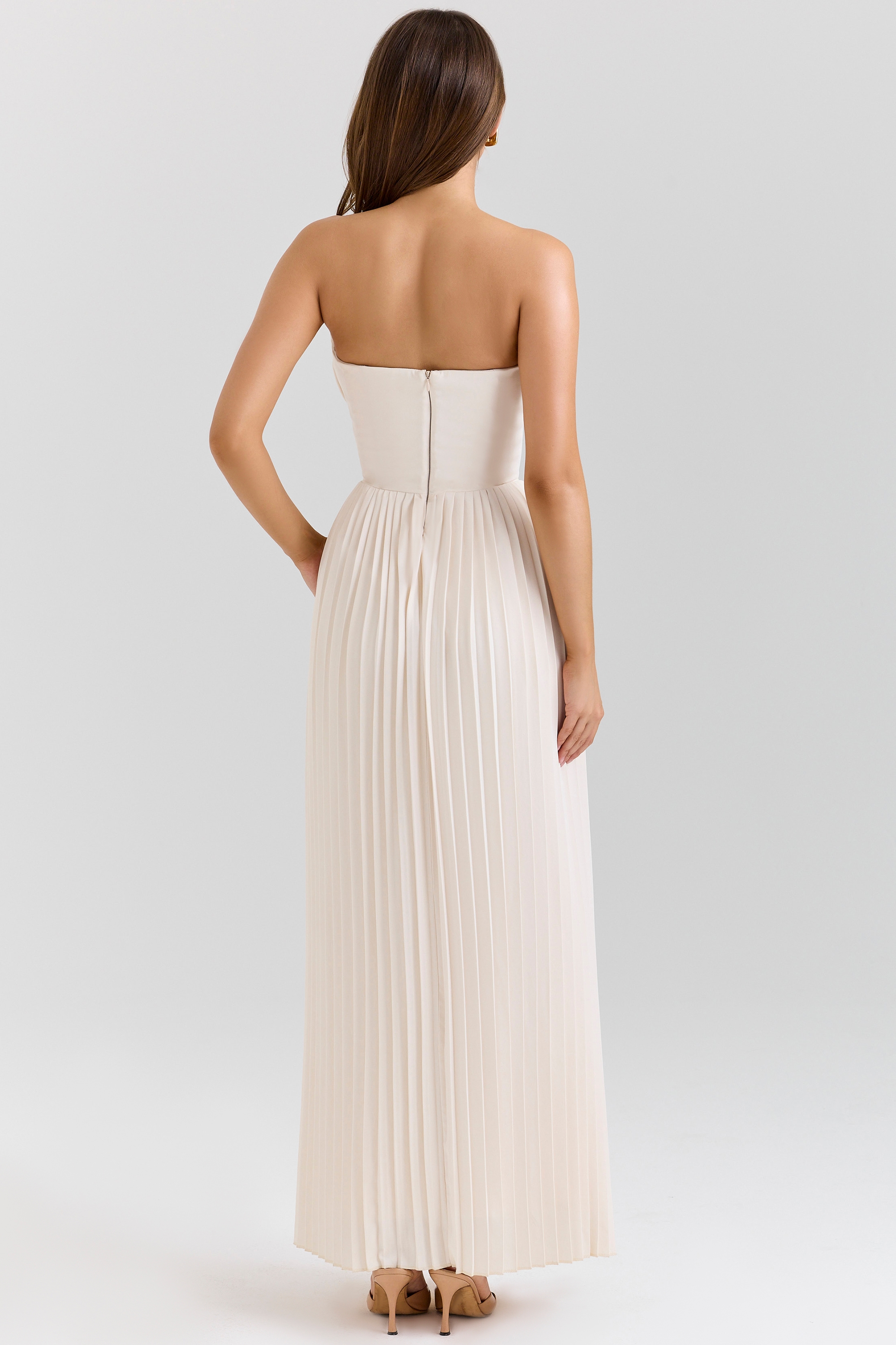 Marcella  Ivory Georgette Pleated Maxi Dress — image 7