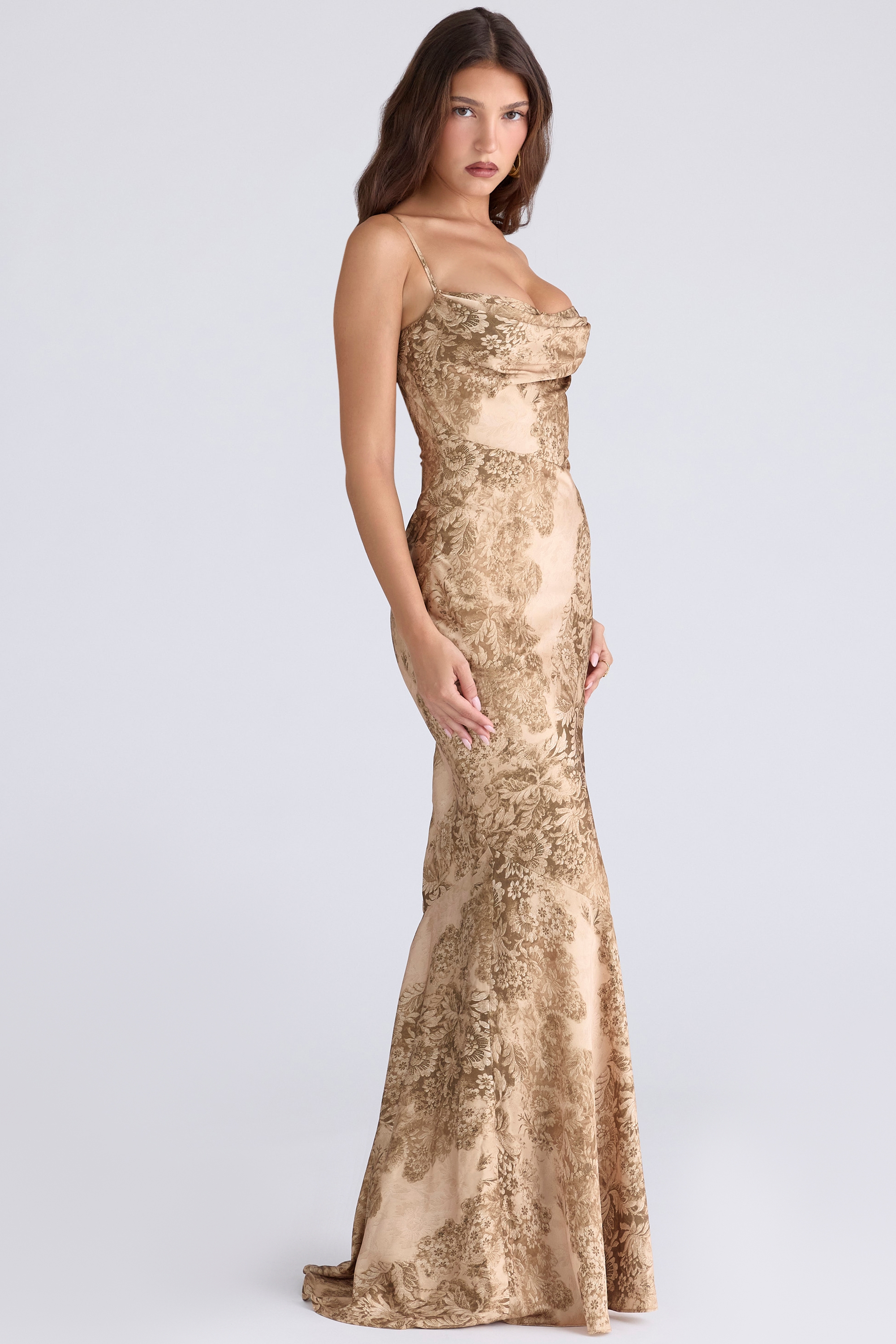 Nalani  Gold Patterned Satin Maxi Dress - Limited Edition — image 6