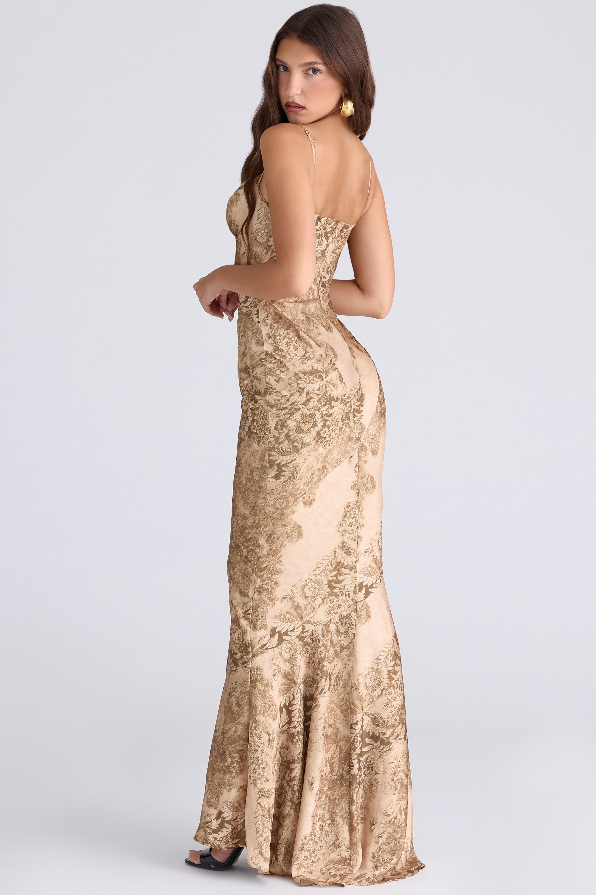 Nalani  Gold Patterned Satin Maxi Dress - Limited Edition — image 7