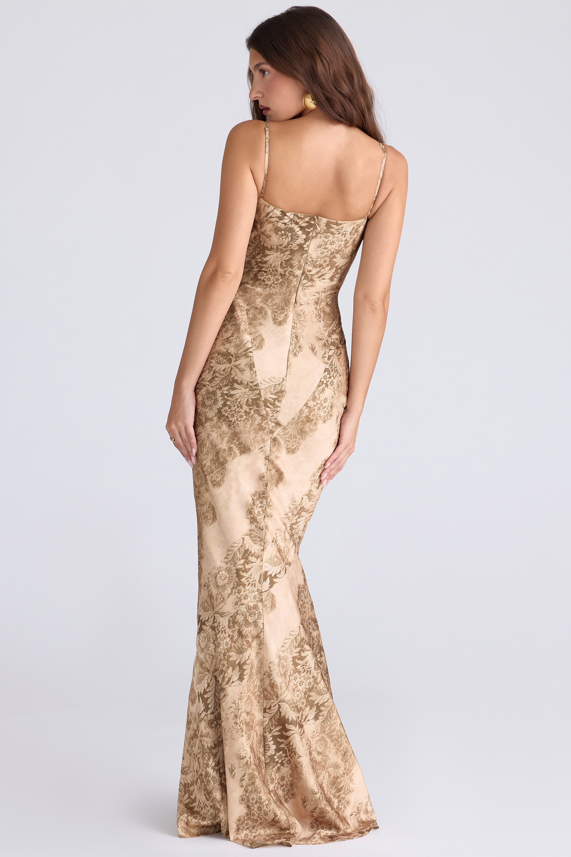 Nalani  Gold Patterned Satin Maxi Dress - Limited Edition — image 8