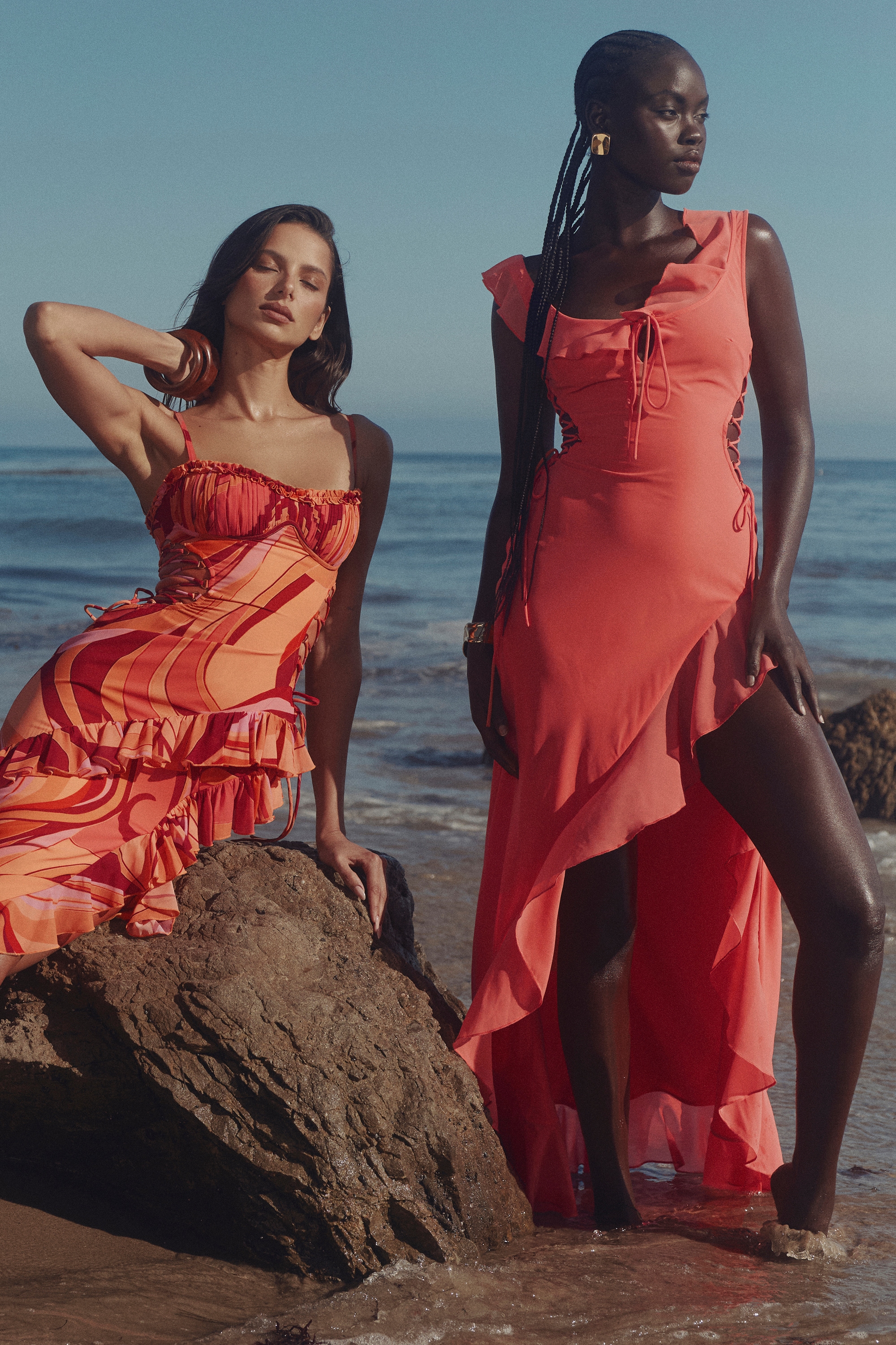 Aloura  Coral Georgette Ruffle Maxi Dress — image 9