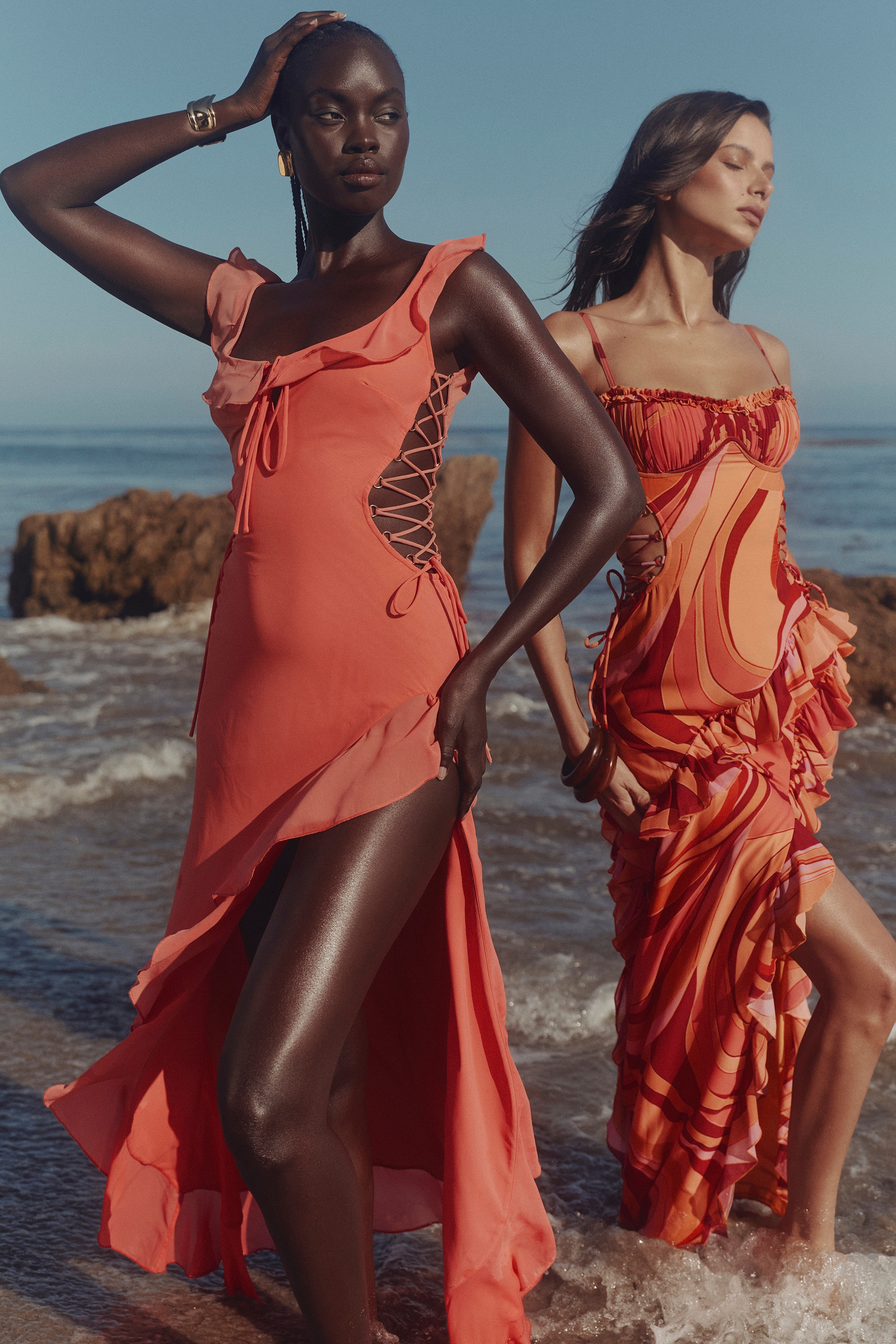 Aloura  Coral Georgette Ruffle Maxi Dress — image 8