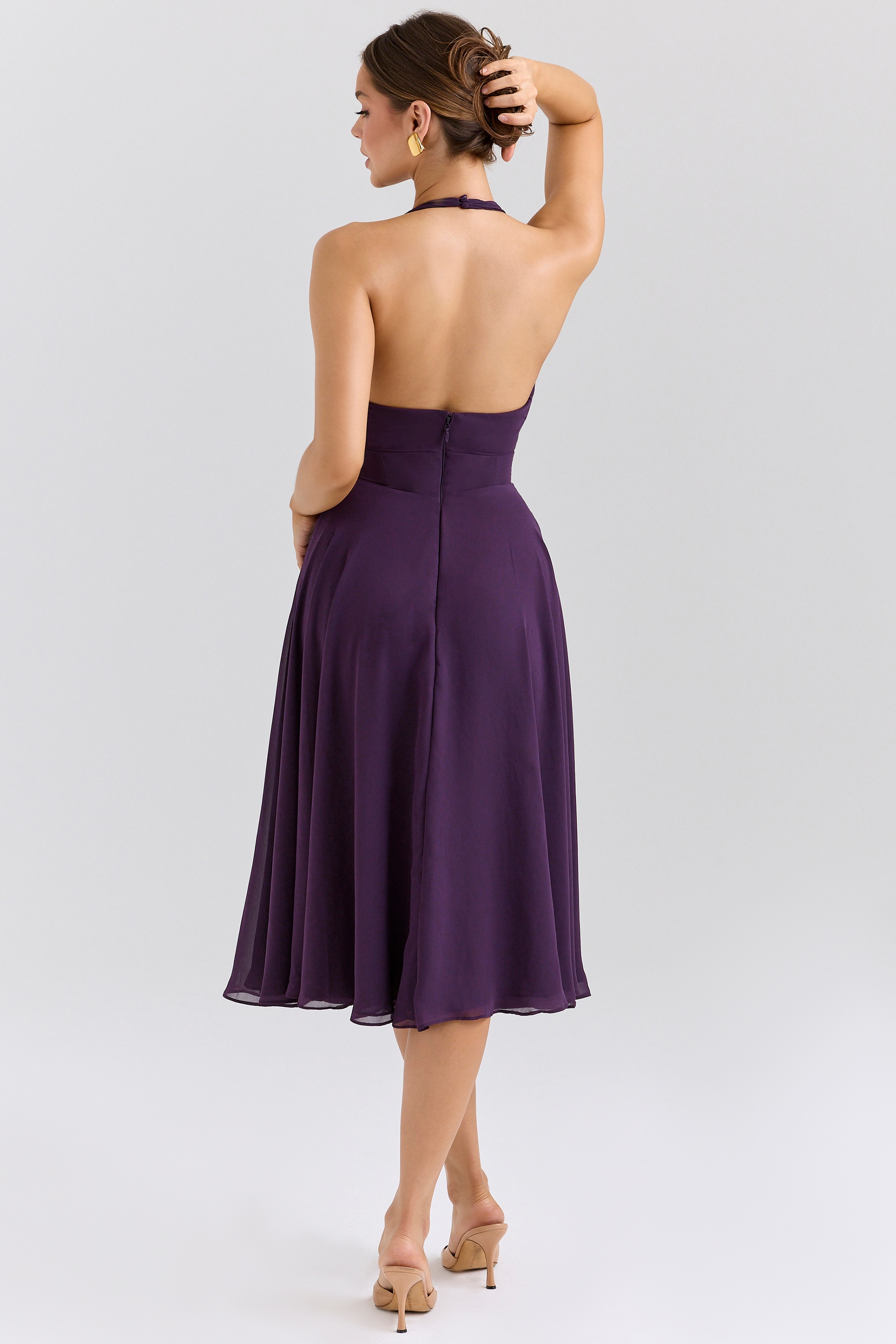 Solada  Grape Georgette Halter Sundress — image 6