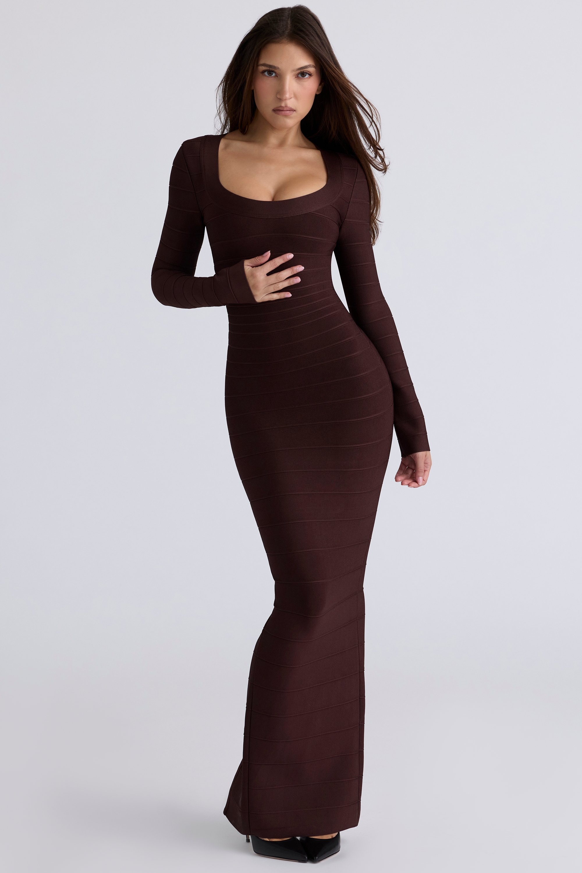 The OG  Chocolat Long Sleeve Bandage Maxi Dress — image 5