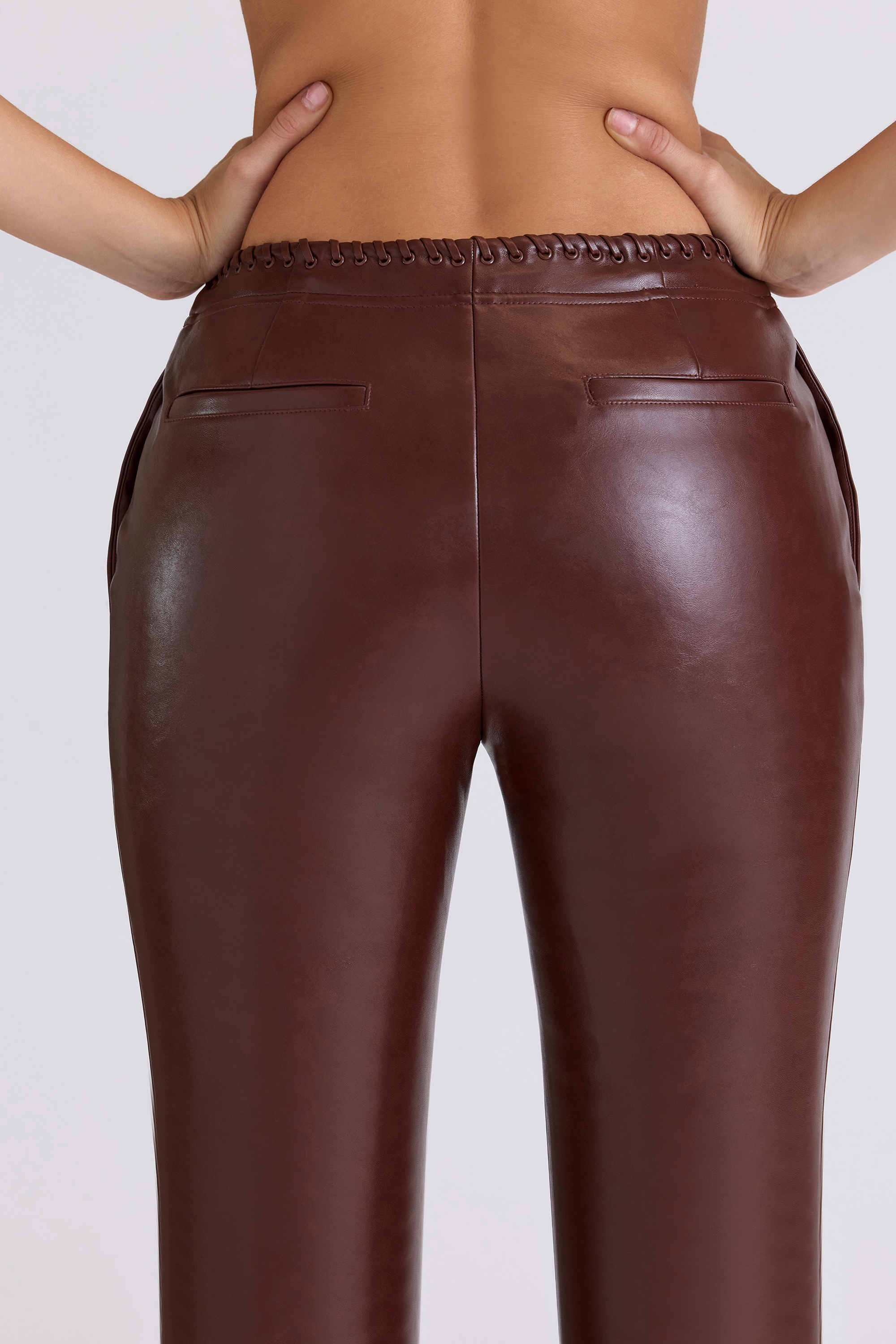Adara  Chocolate Vegan Leather Trousers — image 3