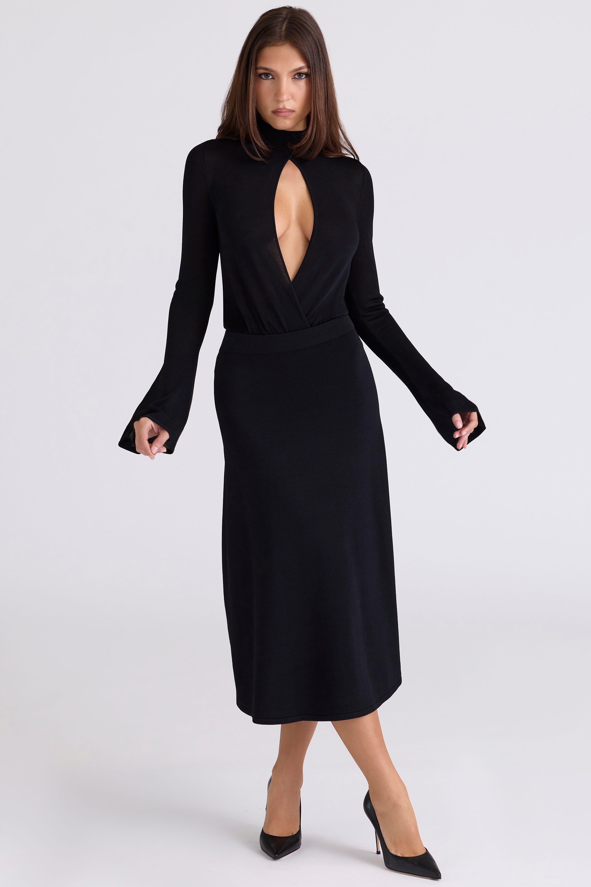 Asti  Black A-Line Midi Skirt — image 3