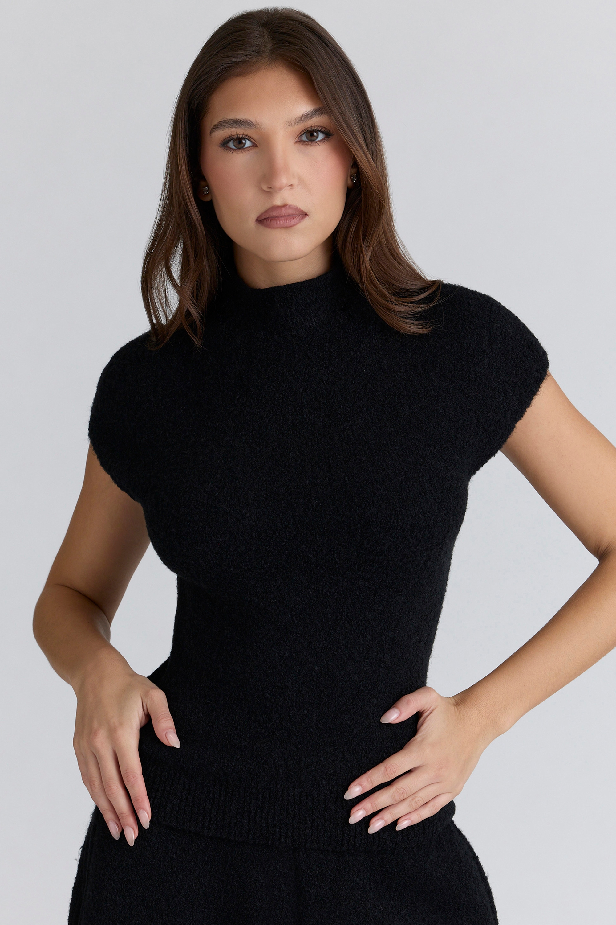 Caia  Black Wool Boucle Knit Top — image 1