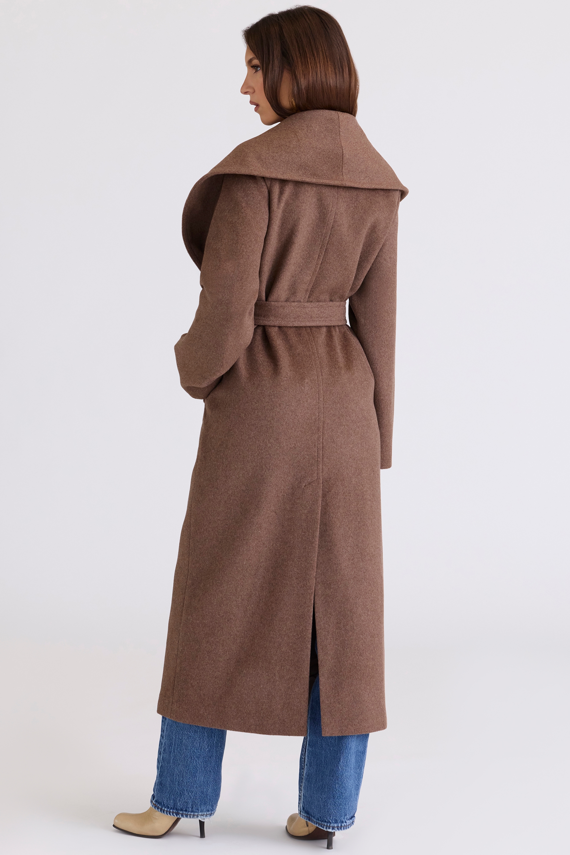 Cocoon  Brown Wool Shawl Collar Coat — image 2
