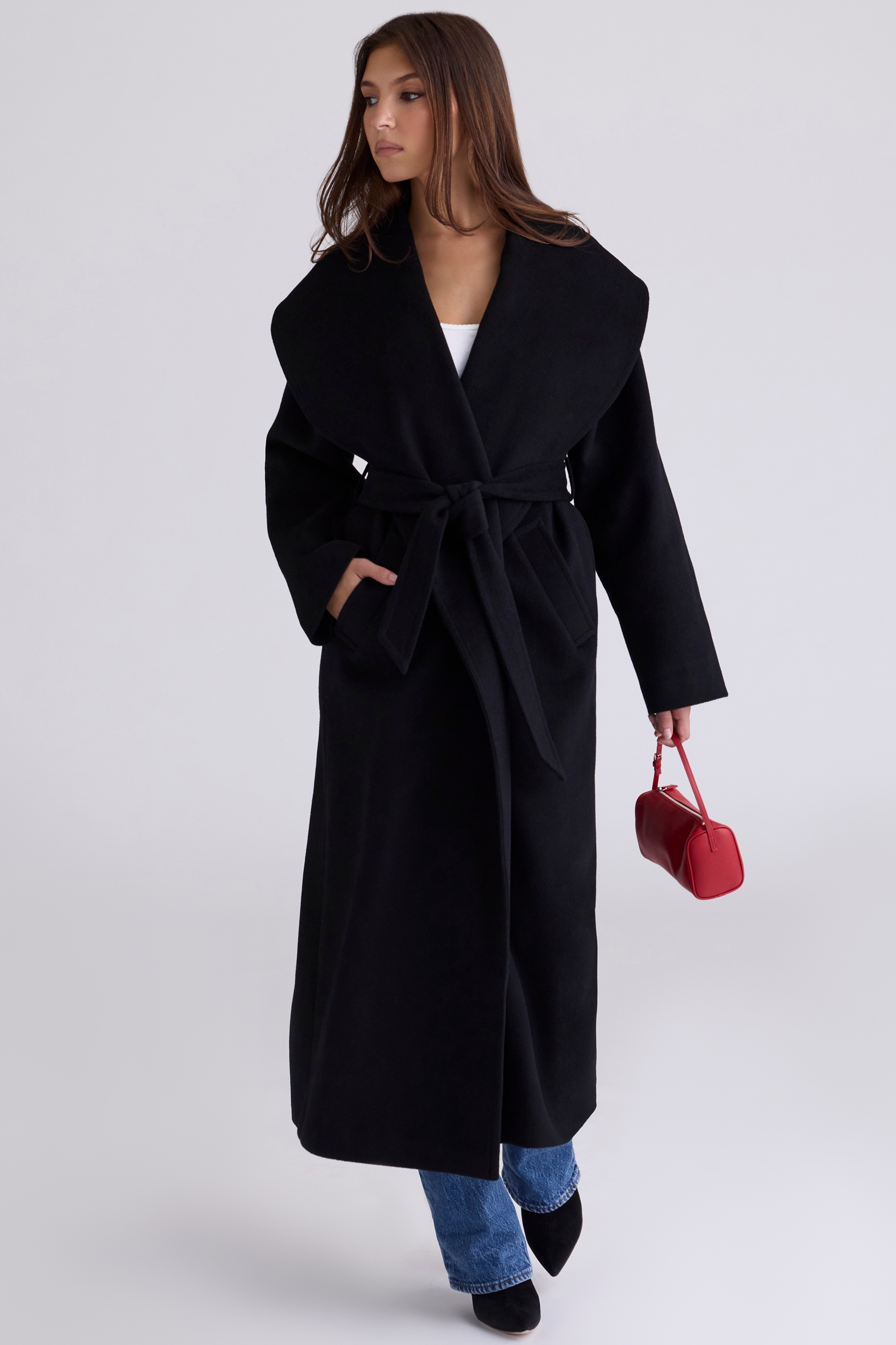 Cocoon  Black Wool Shawl Collar Coat — image 8