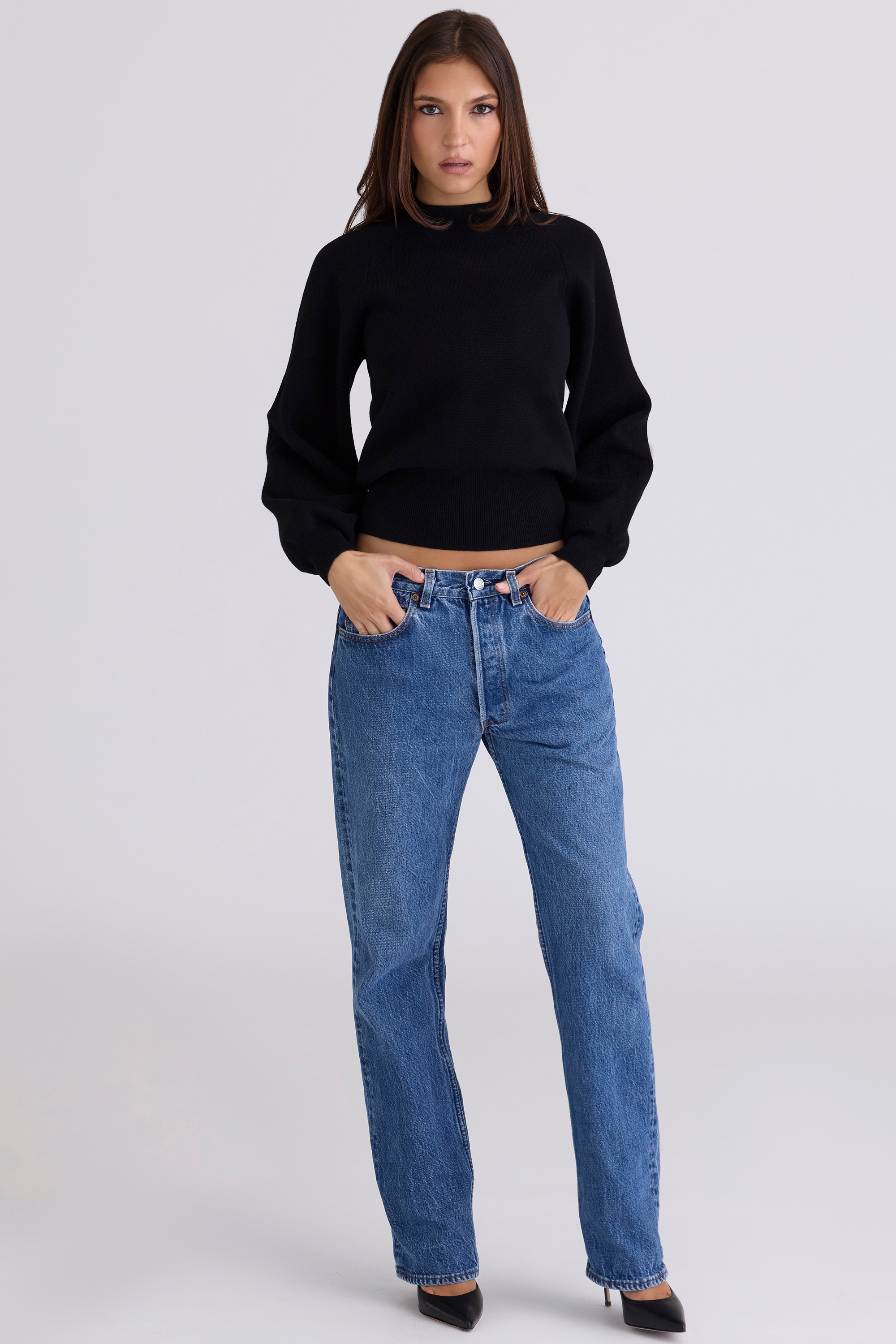 Cressida  Black Wool & Cashmere Balloon Sleeve Sweater — image 3