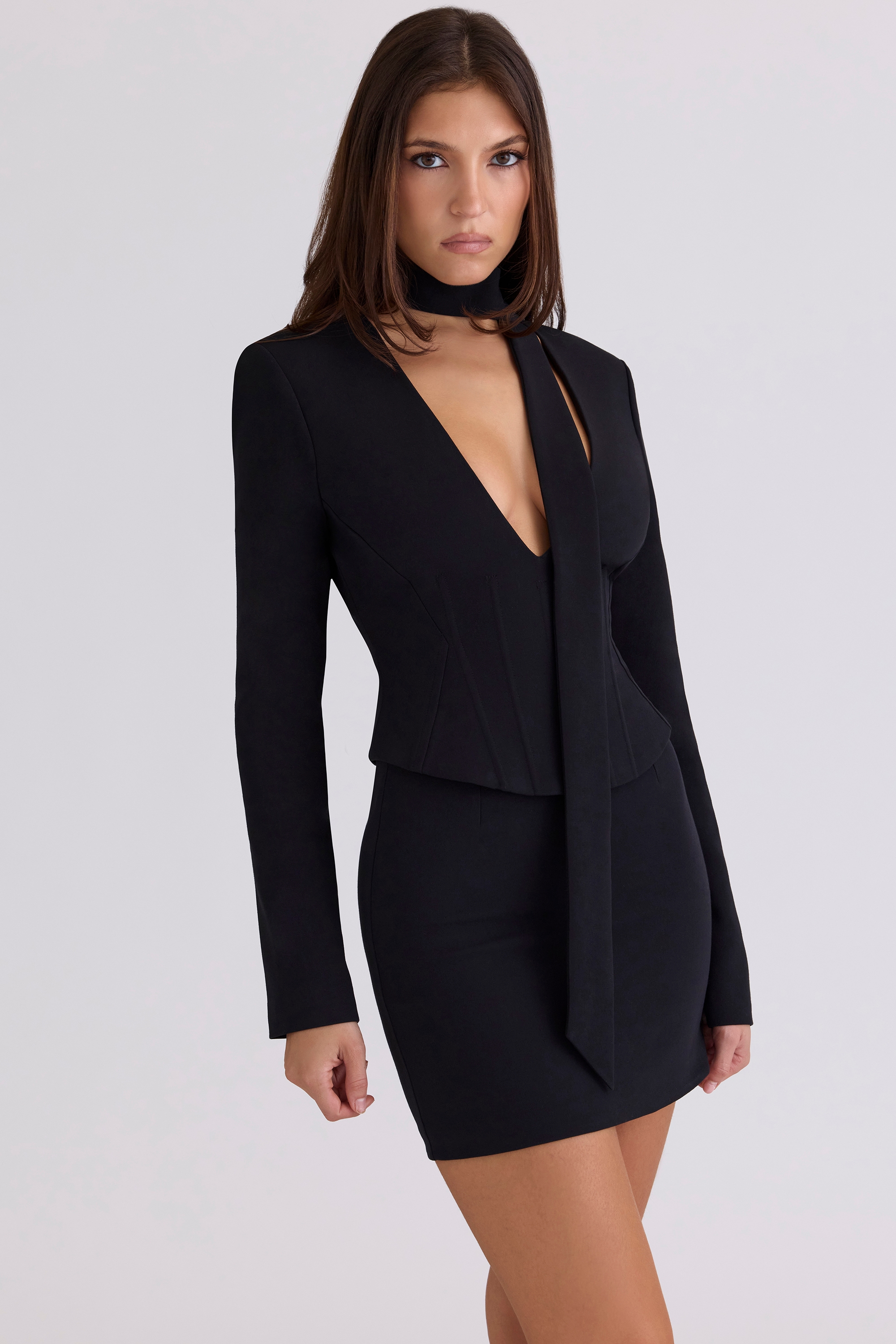 Danya  Black Crepe Hourglass Corset Top — image 8