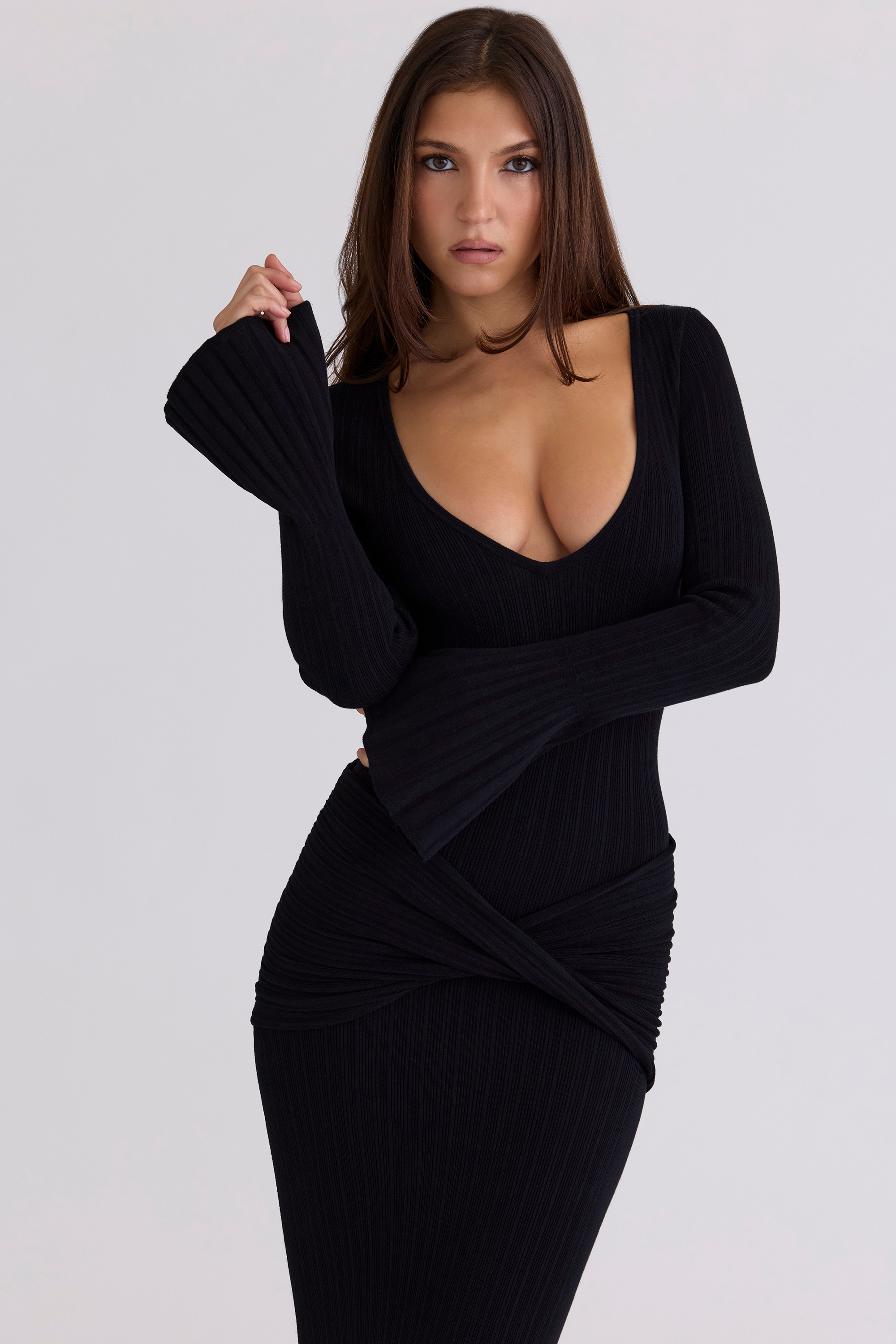 Mila  Black Flute Sleeve Maxi Dress — image 3