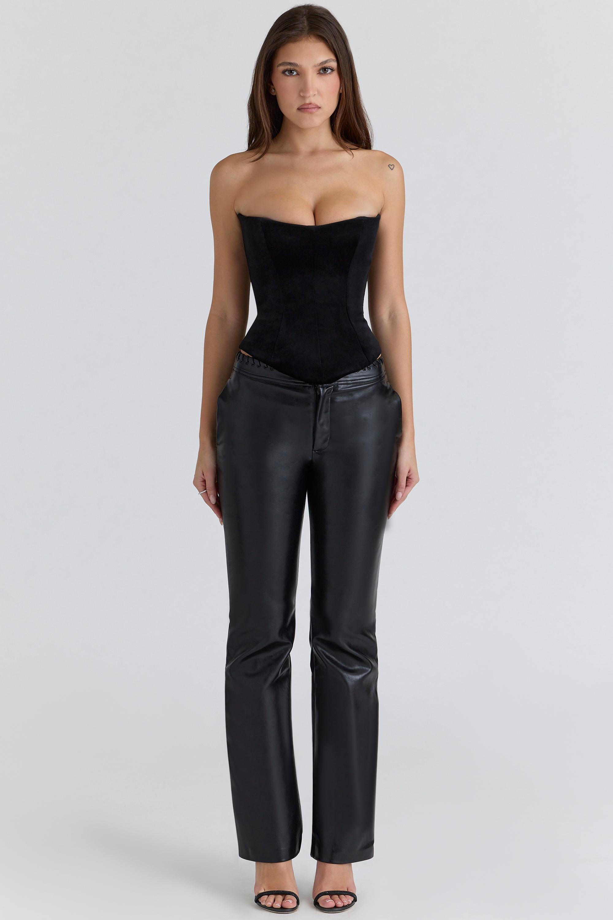 Omari  Black Velvet Sculpting Strapless Corset Top — image 5