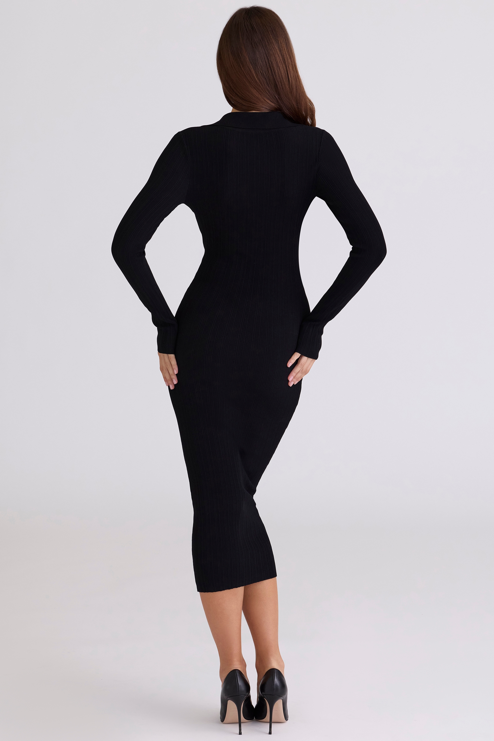 Sabra  Black Long Sleeve Midi Dress — image 2