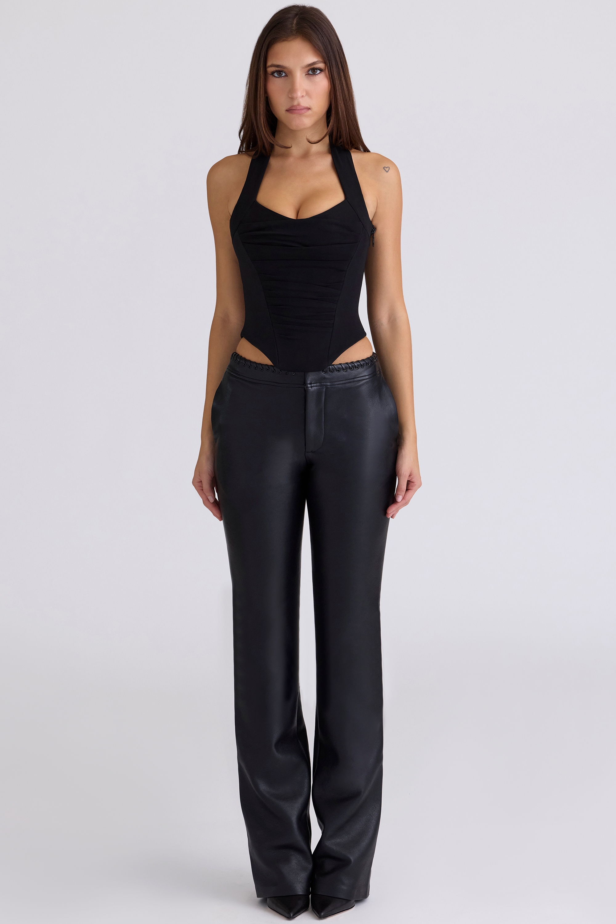 Sahar  Black Sculpting Halter Neck Corset Top — image 3