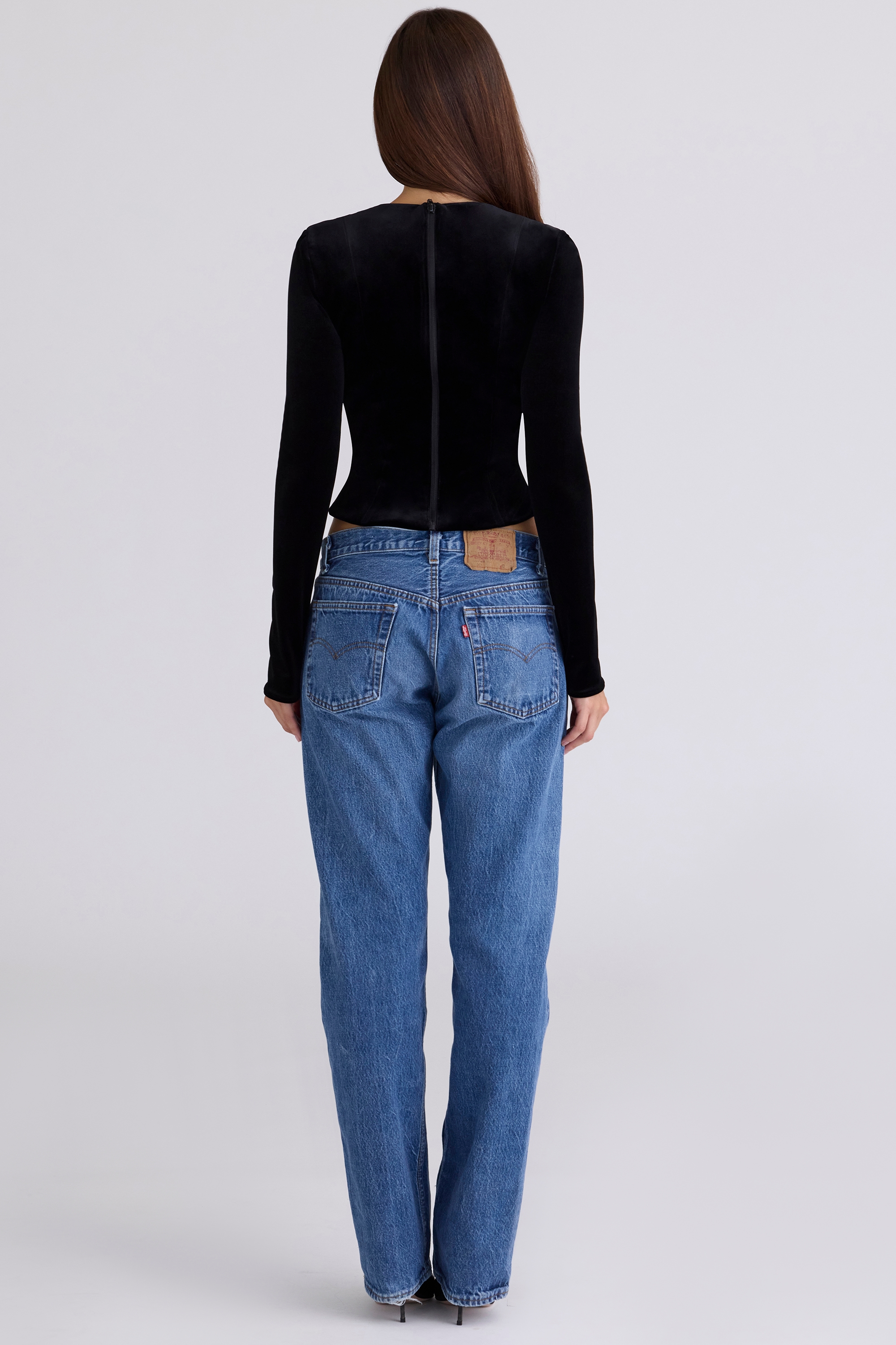 Sierra  Black Velvet Deep Plunge Corset Top — image 7