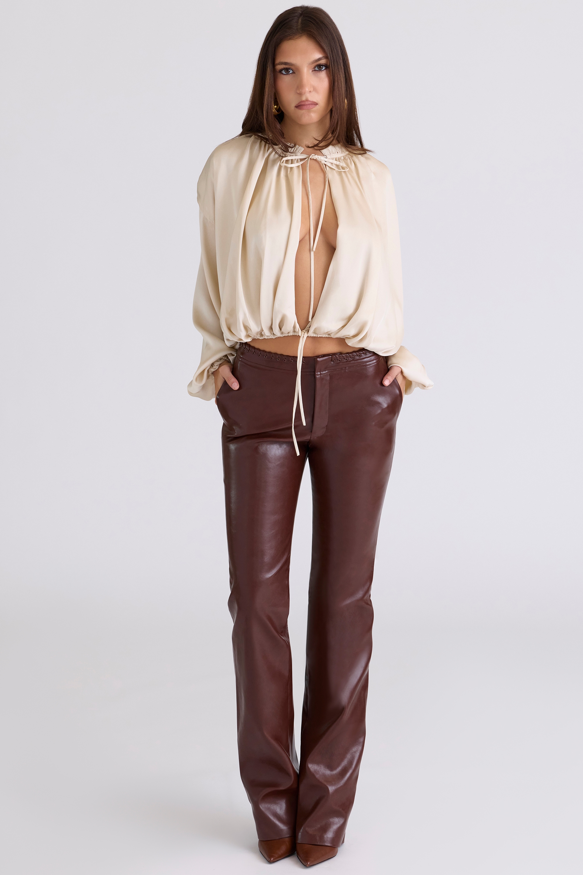 Adara  Chocolate Vegan Leather Trousers — image 7
