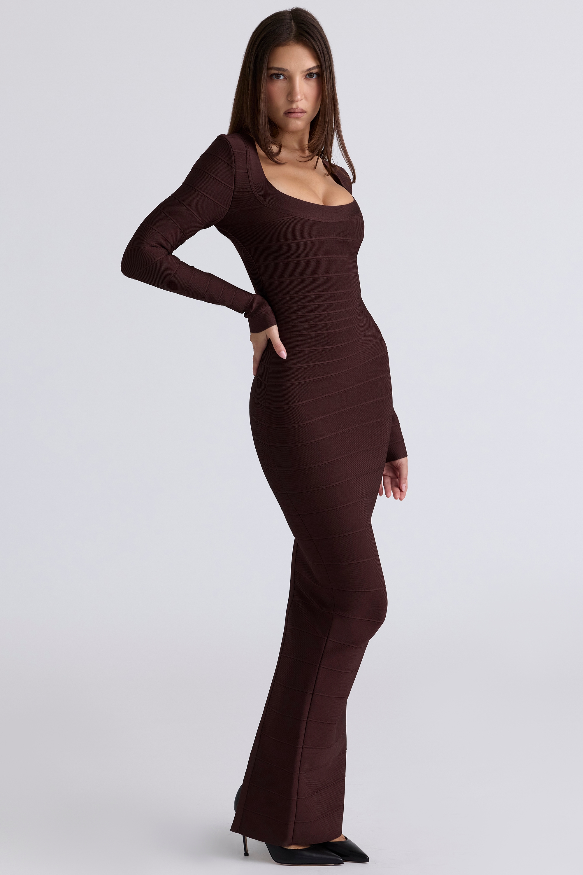 The OG  Chocolat Long Sleeve Bandage Maxi Dress — image 6