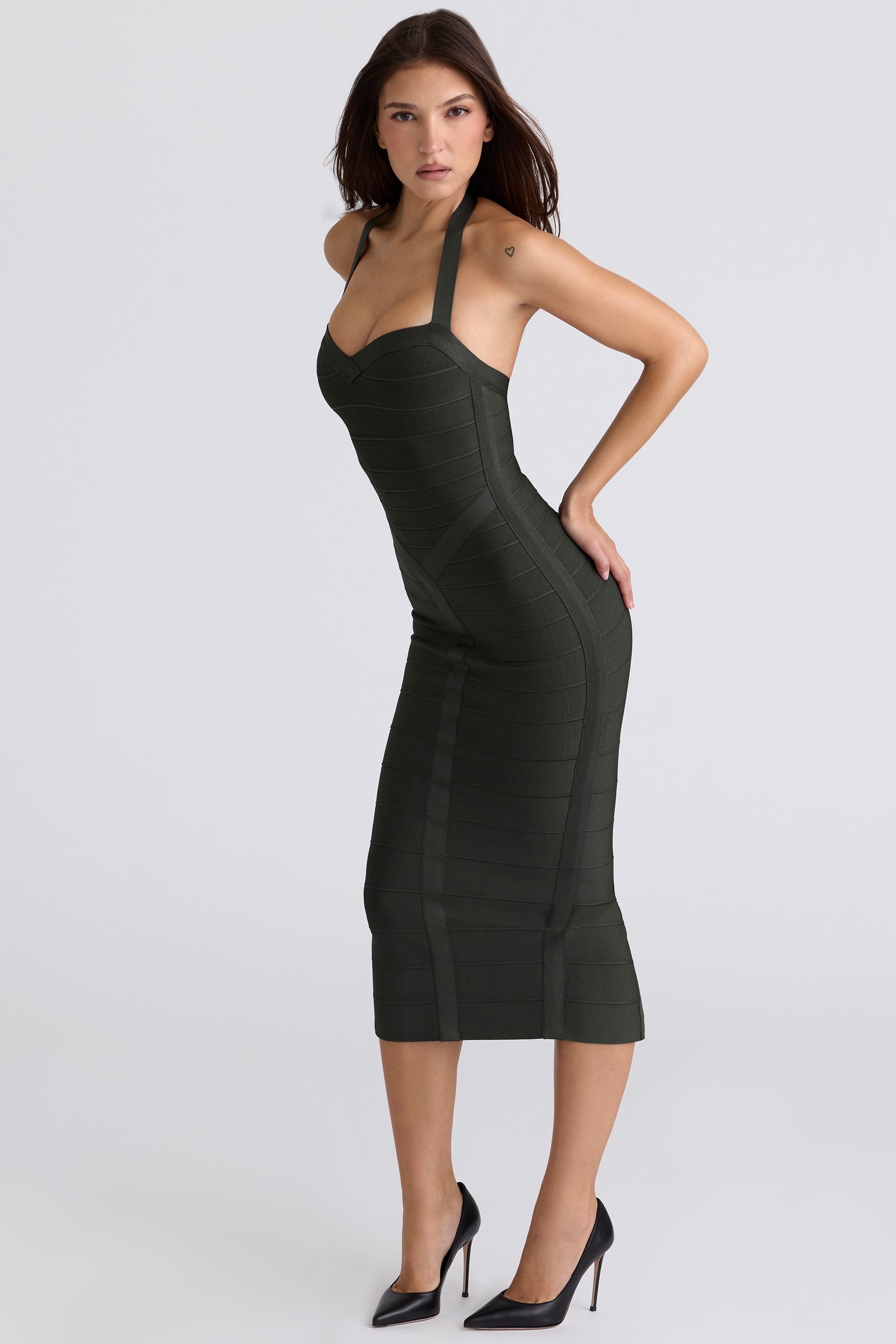 The Supermodel  Emerald Halter Neck Bandage Midi Dress — image 4