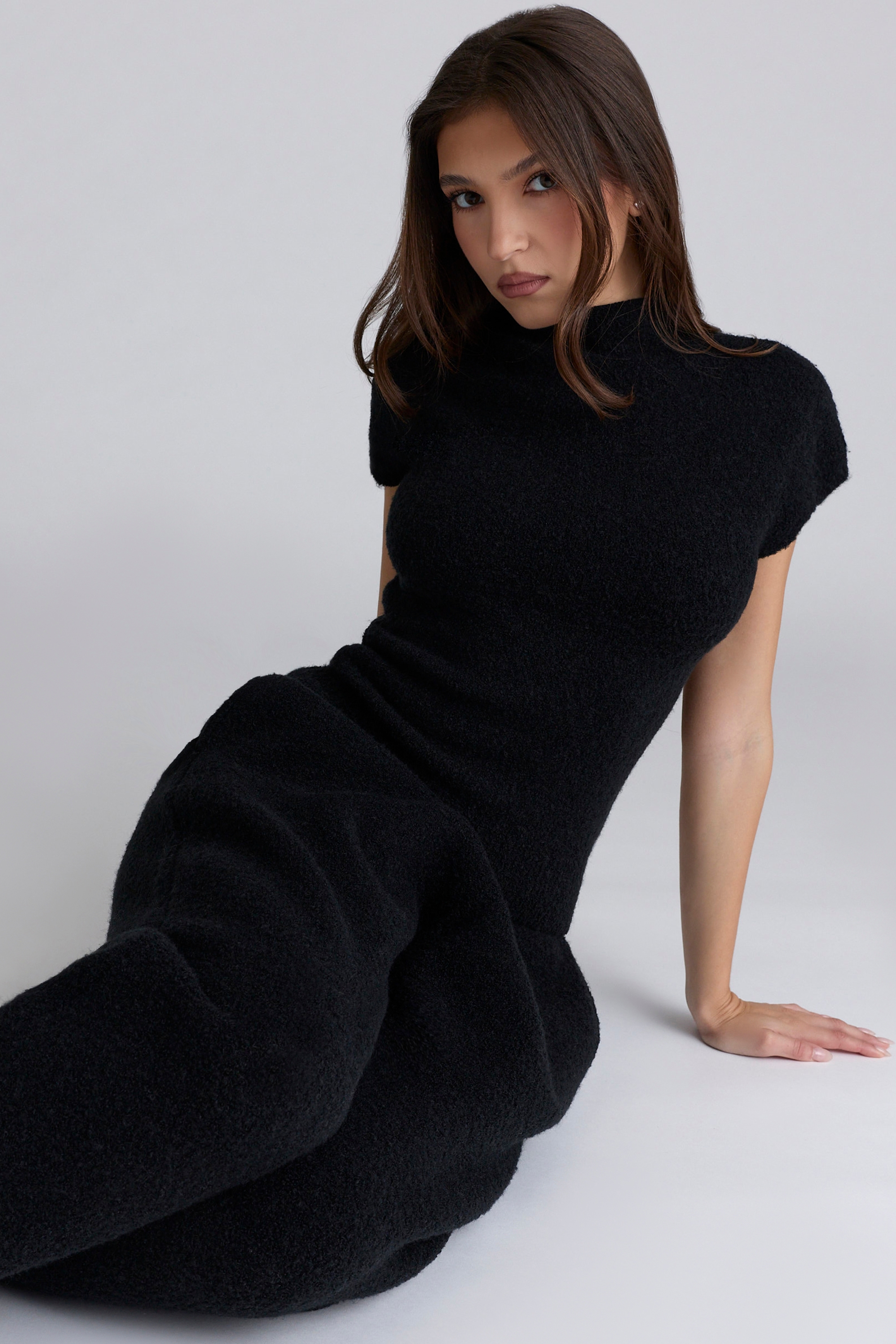 Geena  Black Wool Boucle Knit Trousers — image 3