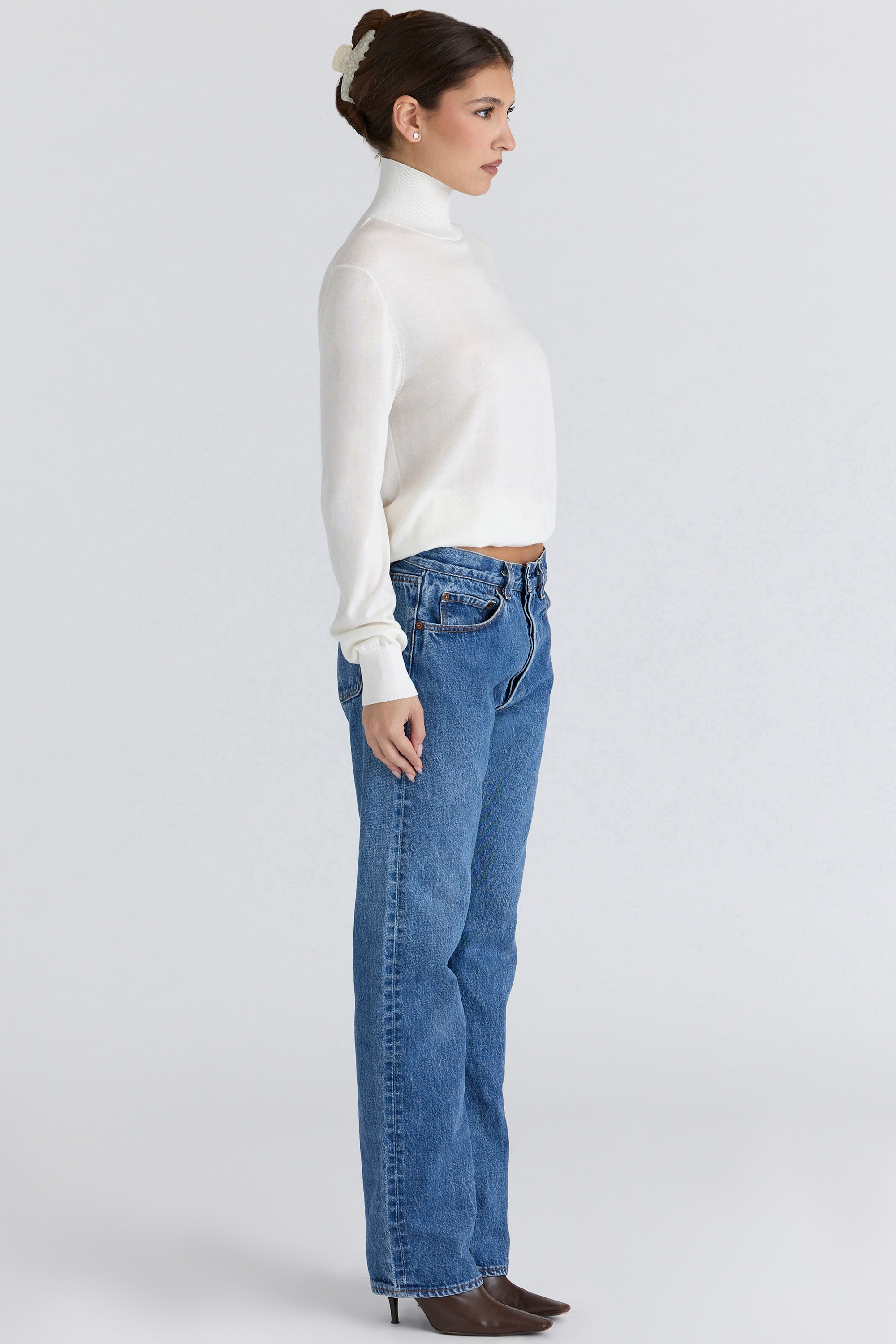Angel  Ivory Silk + Wool Roll Neck Sweater — image 4