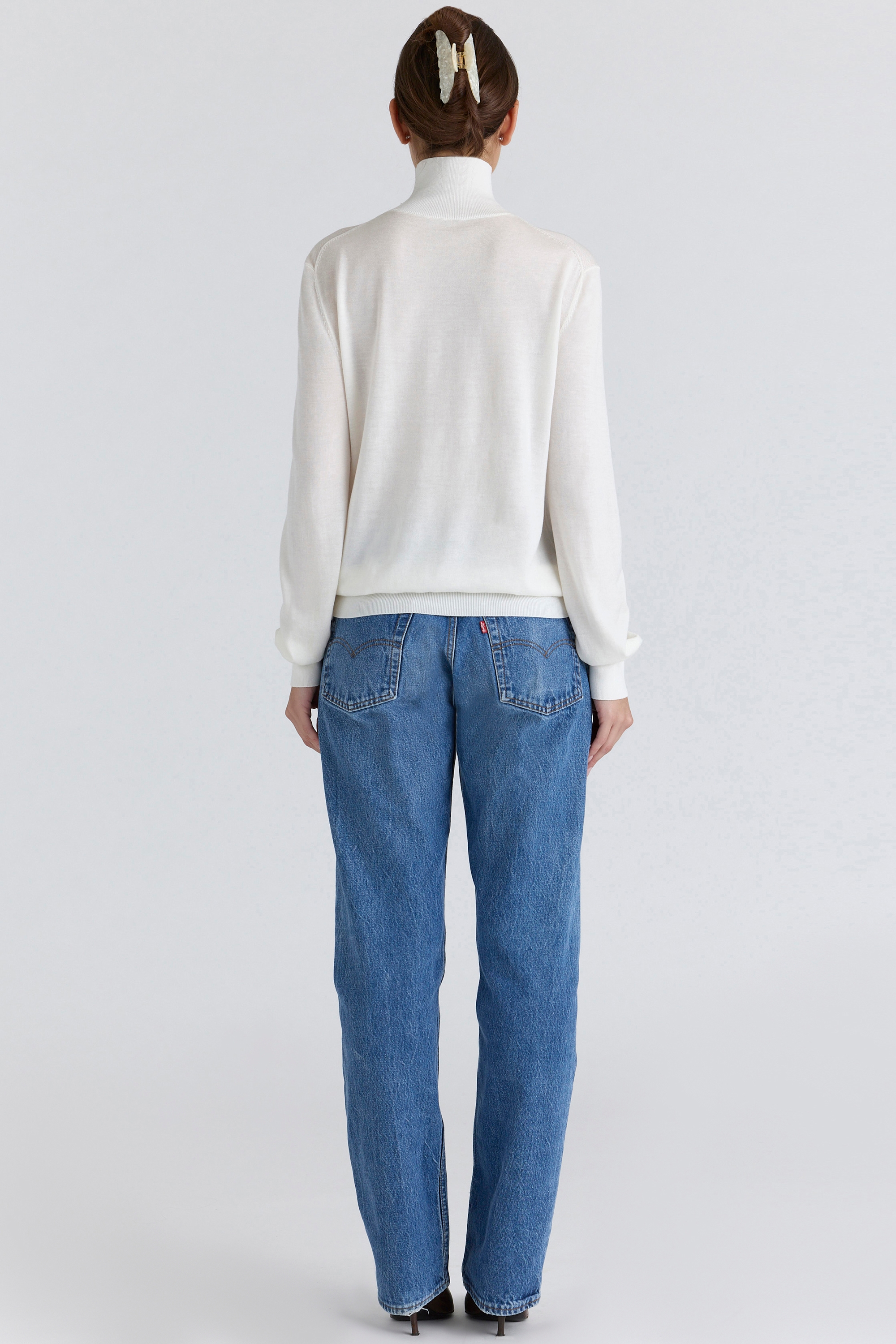 Angel  Ivory Silk + Wool Roll Neck Sweater — image 6