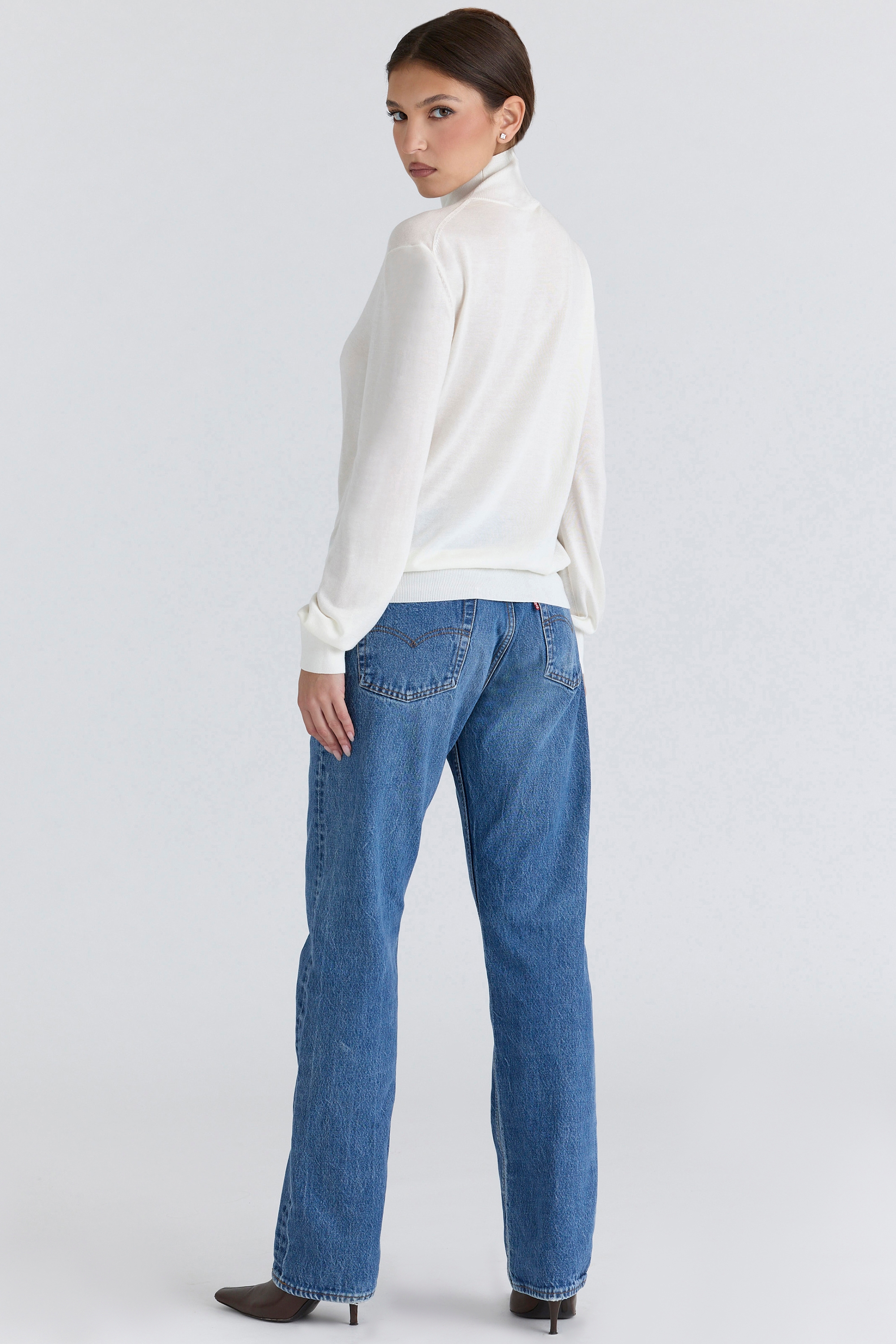 Angel  Ivory Silk + Wool Roll Neck Sweater — image 5