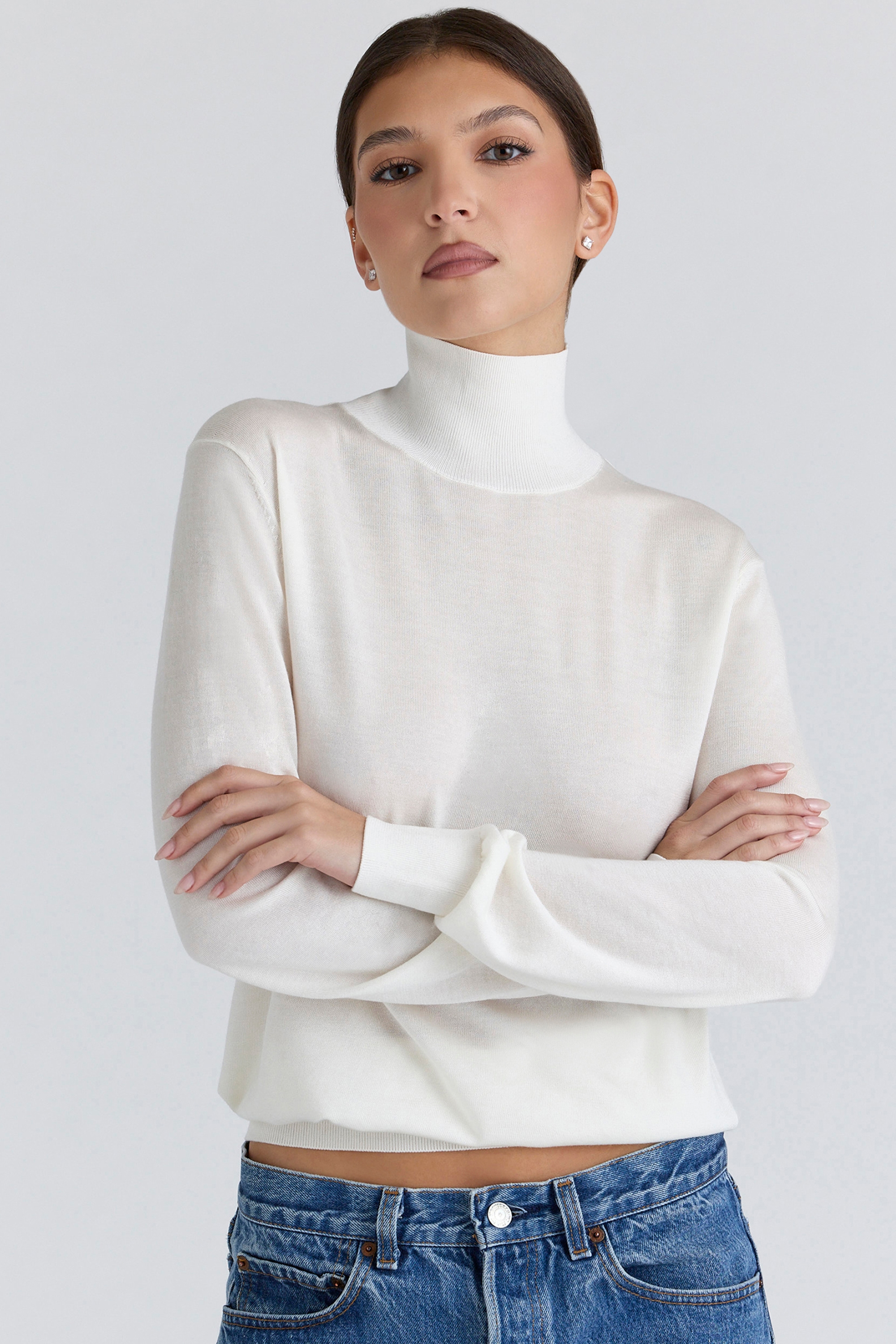 Angel  Ivory Silk + Wool Roll Neck Sweater — image 2