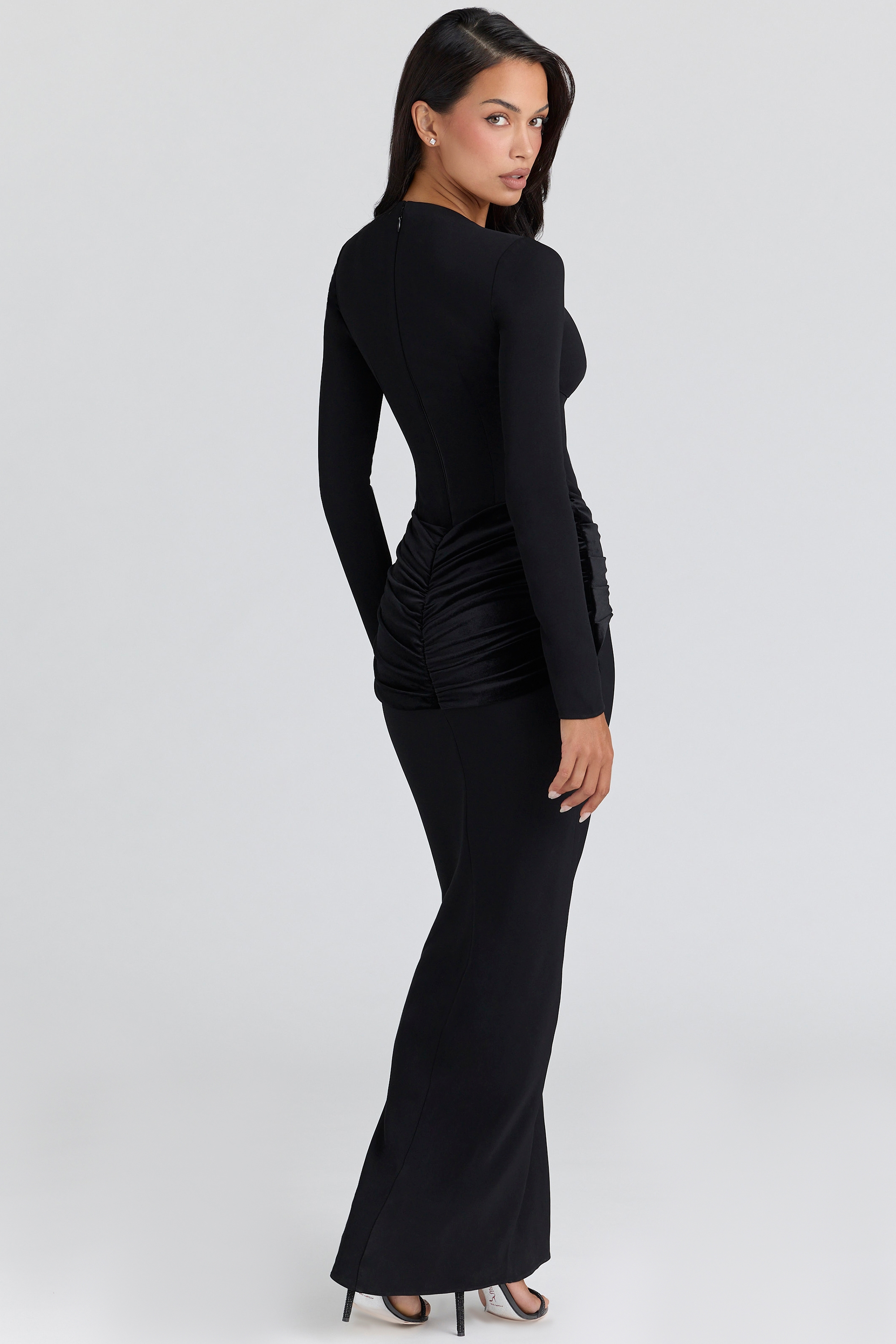 Athena  Black Long Sleeve Crepe Jersey Maxi Dress — image 8