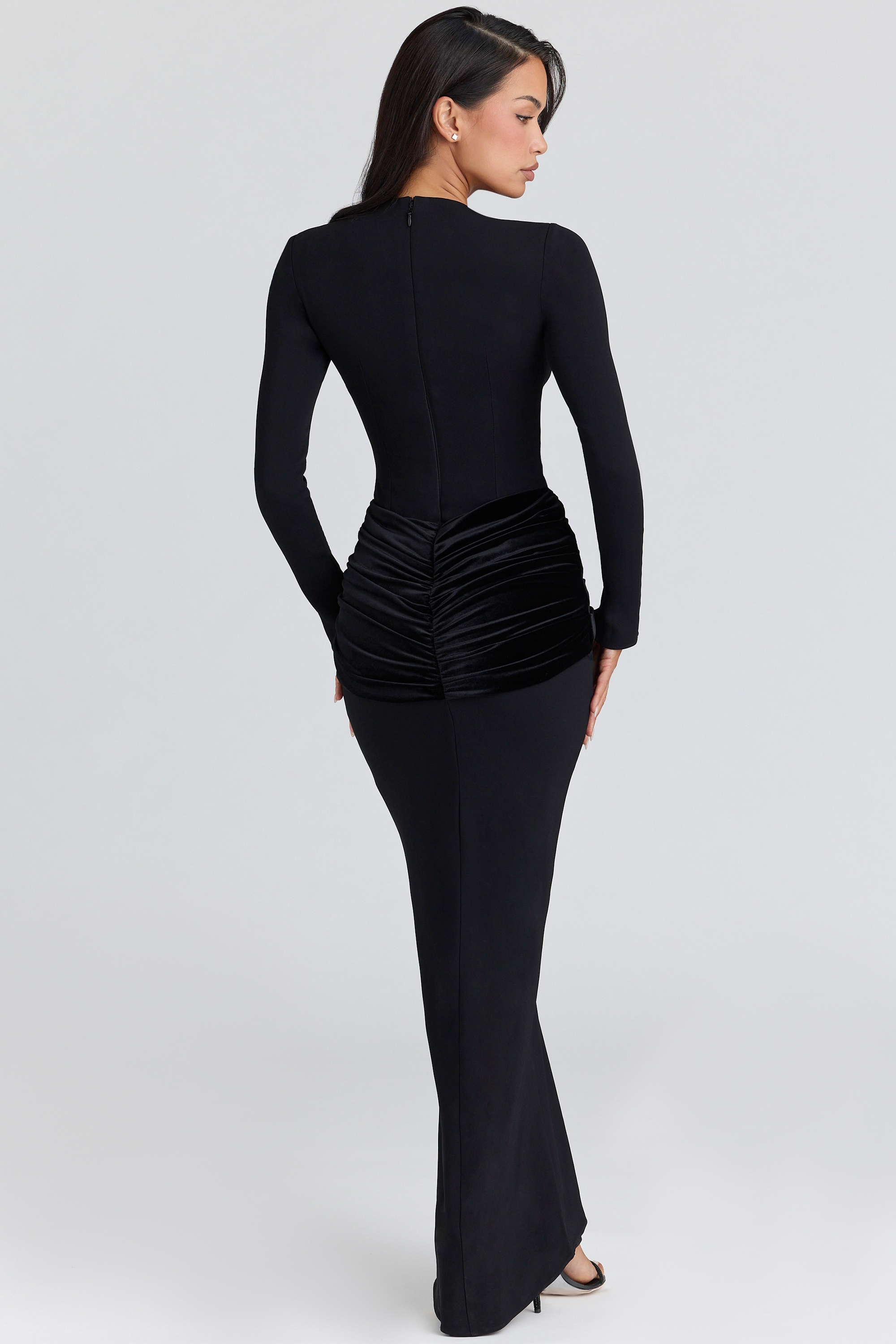Athena  Black Long Sleeve Crepe Jersey Maxi Dress — image 9