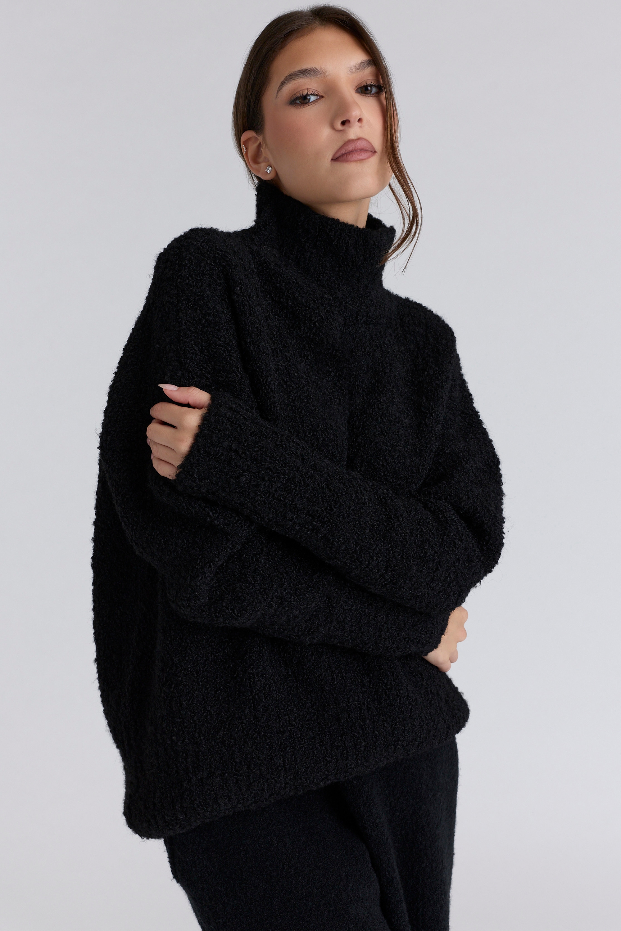 Brooklyn  Black Wool Boucle Knit Sweater — image 2